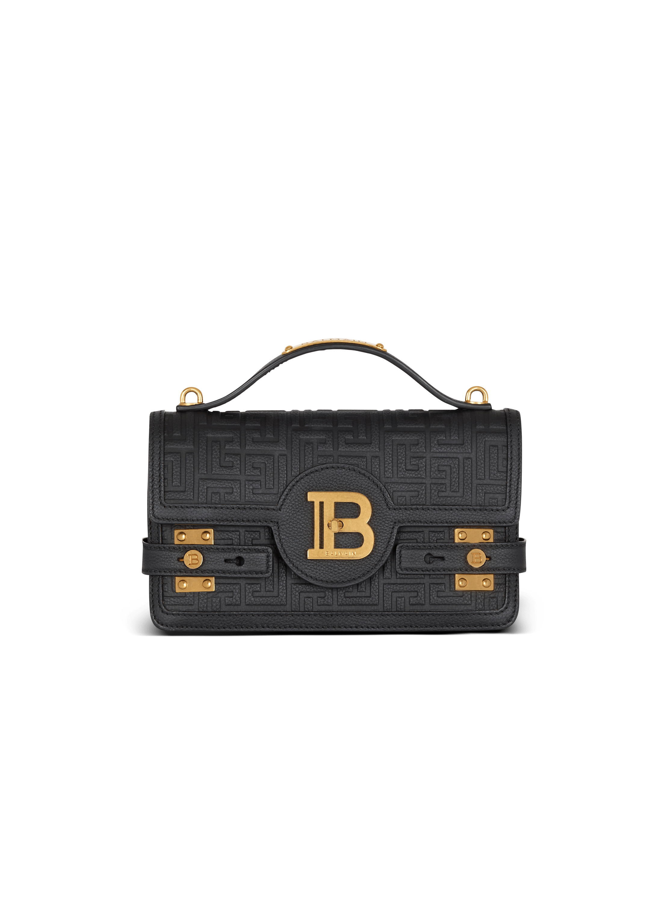 Sac B-Buzz Shoulder 24 en cuir grainé monogramme PB Labyrinthe