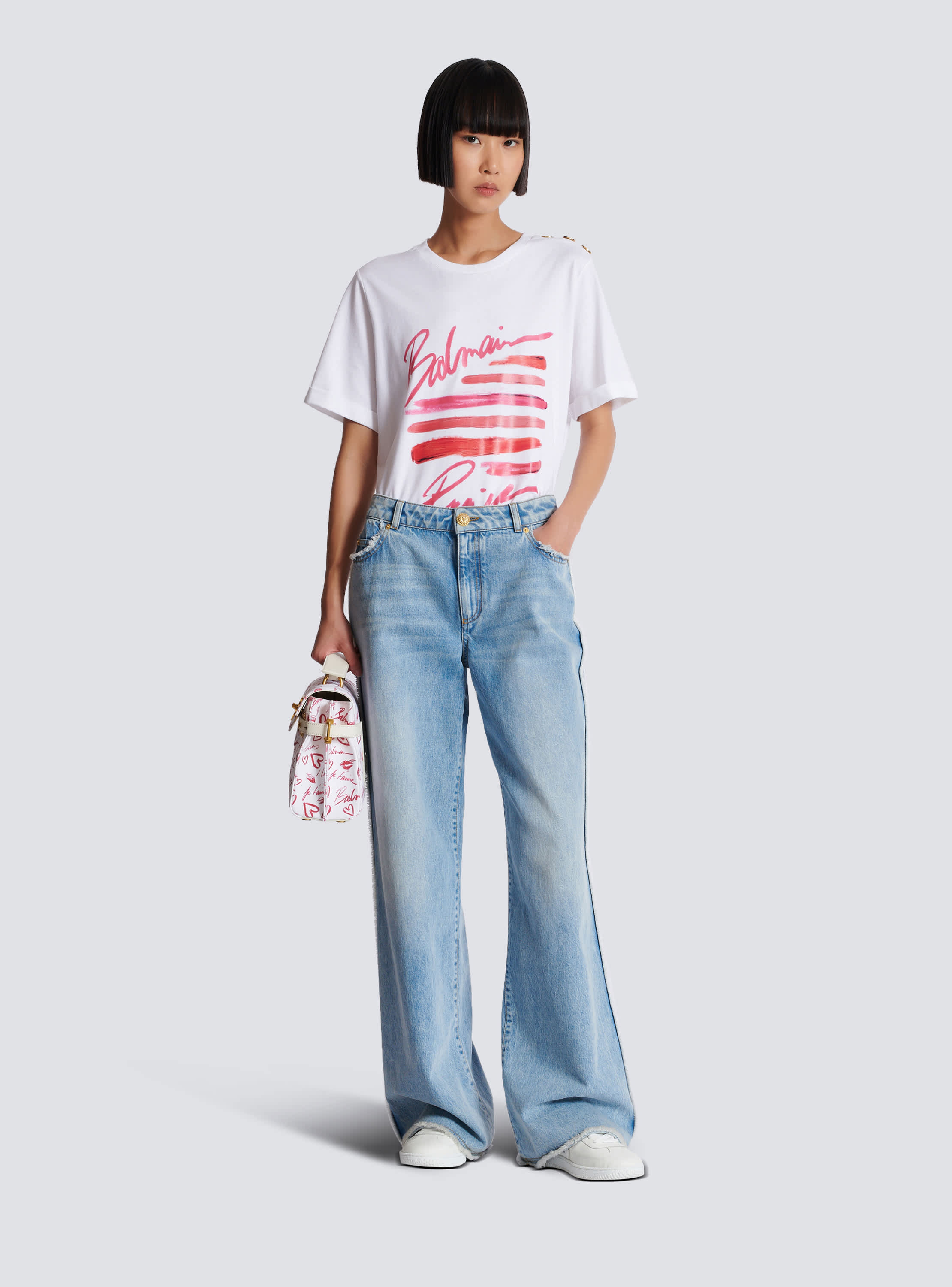 T-Shirt mit Balmain Lipstick-Print 