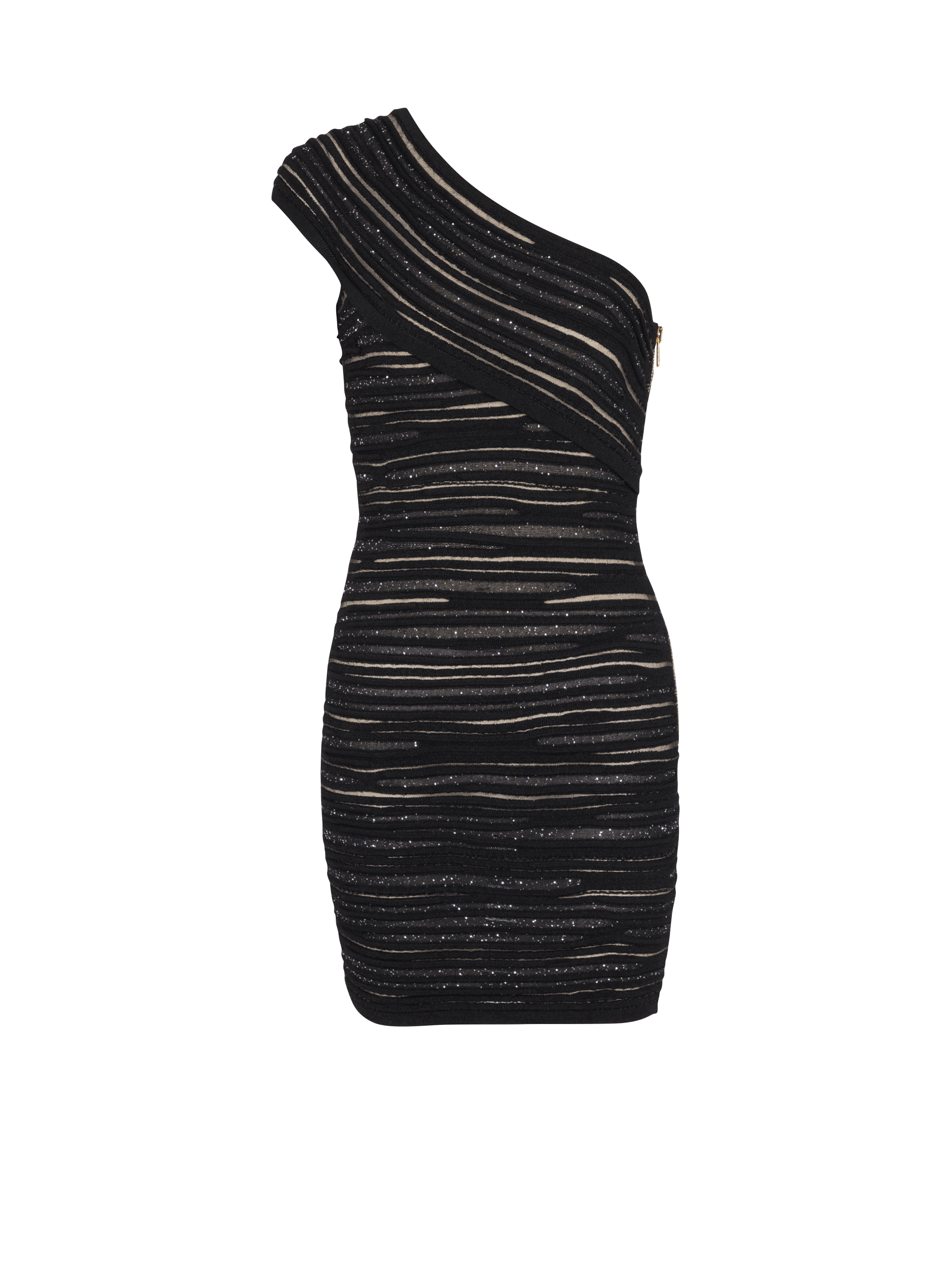 Asymmetrisches Kleid aus glänzendem Gewebe