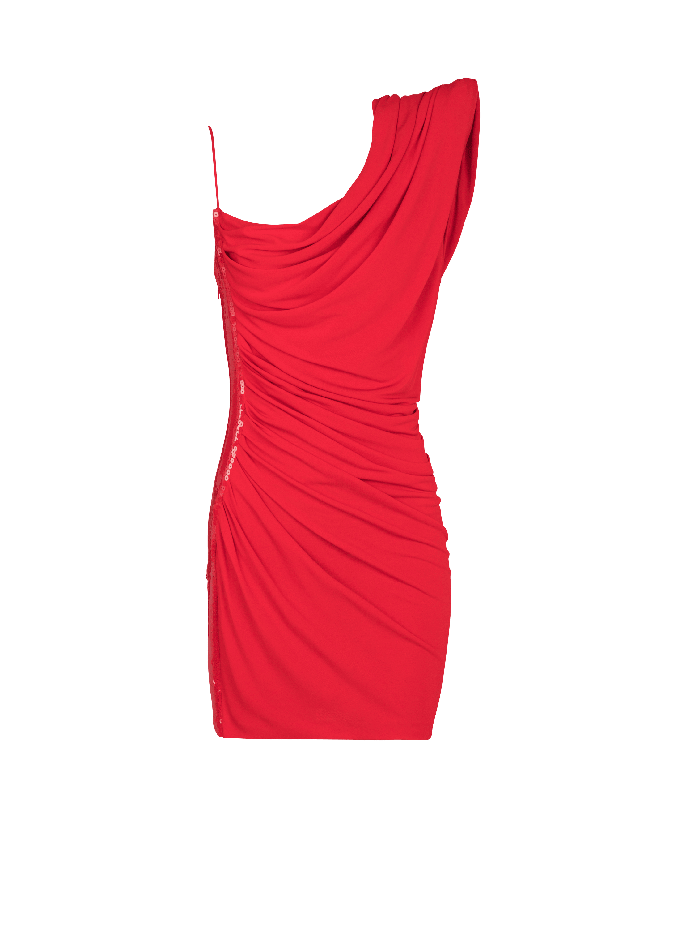 Asymmetrisches, drapiertes Strasskleid 