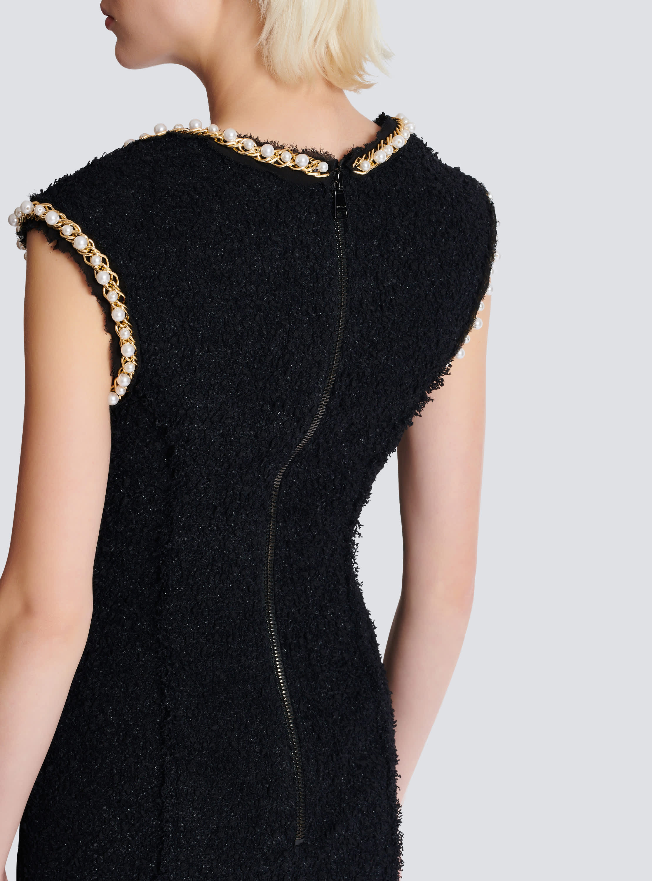 Tweed dress with pearl trim - Women | BALMAIN