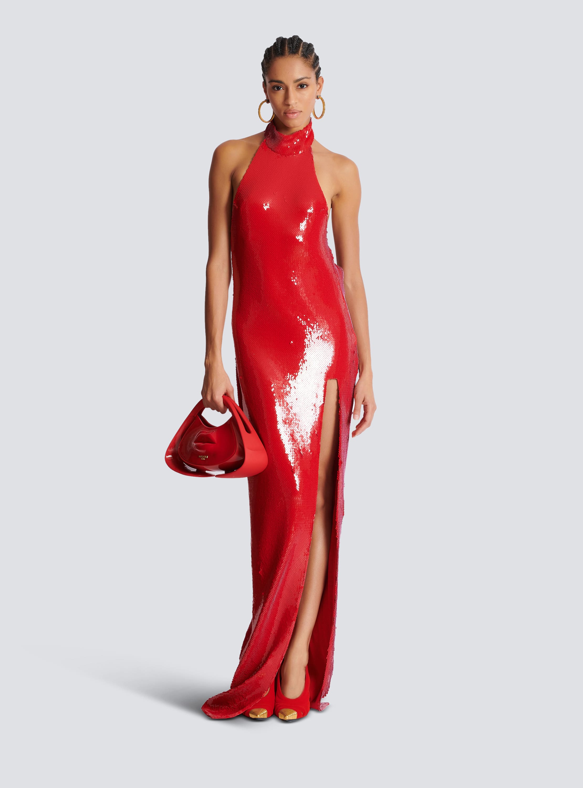 Long sequin halterneck dress