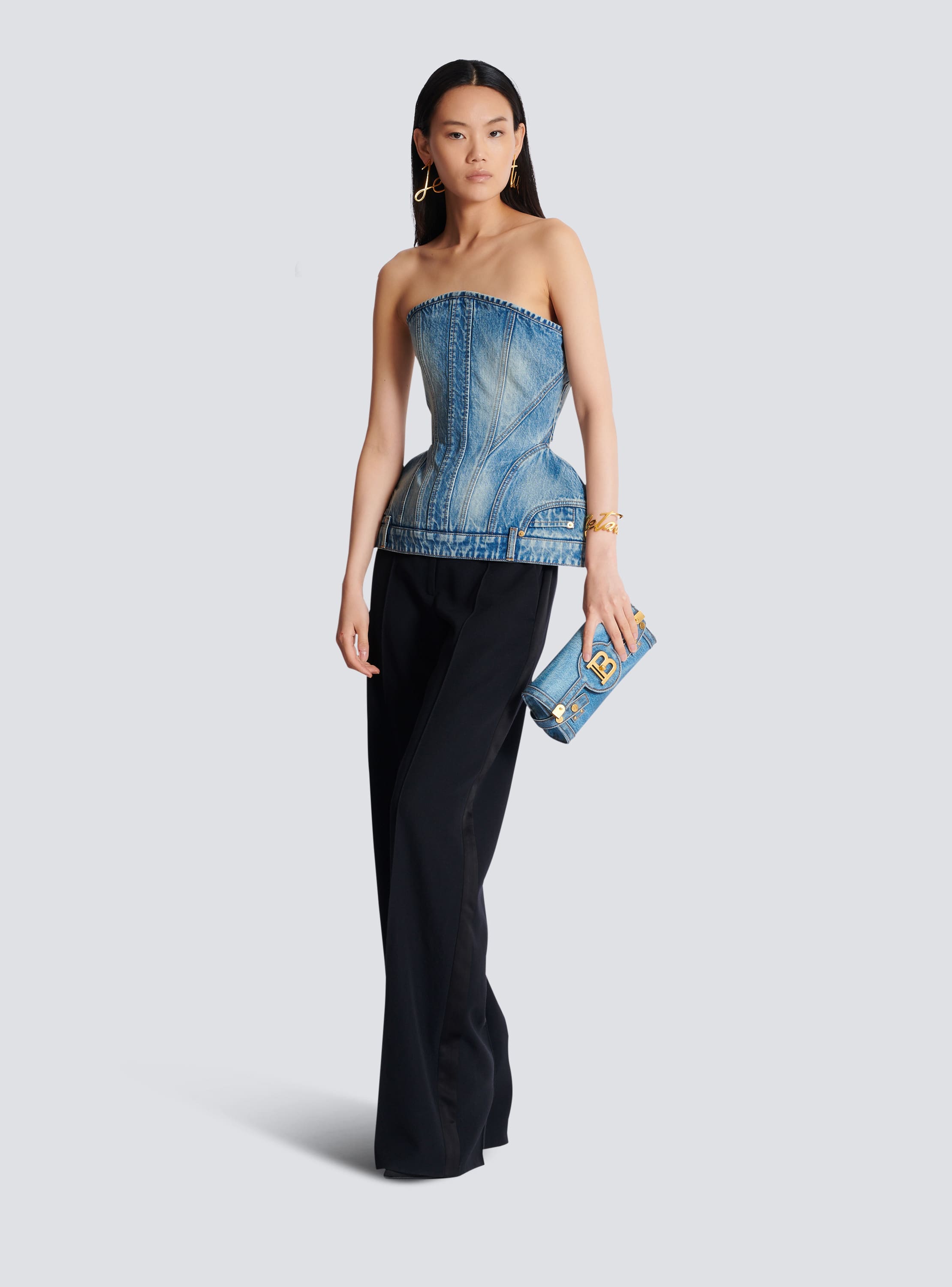 Structured denim bustier