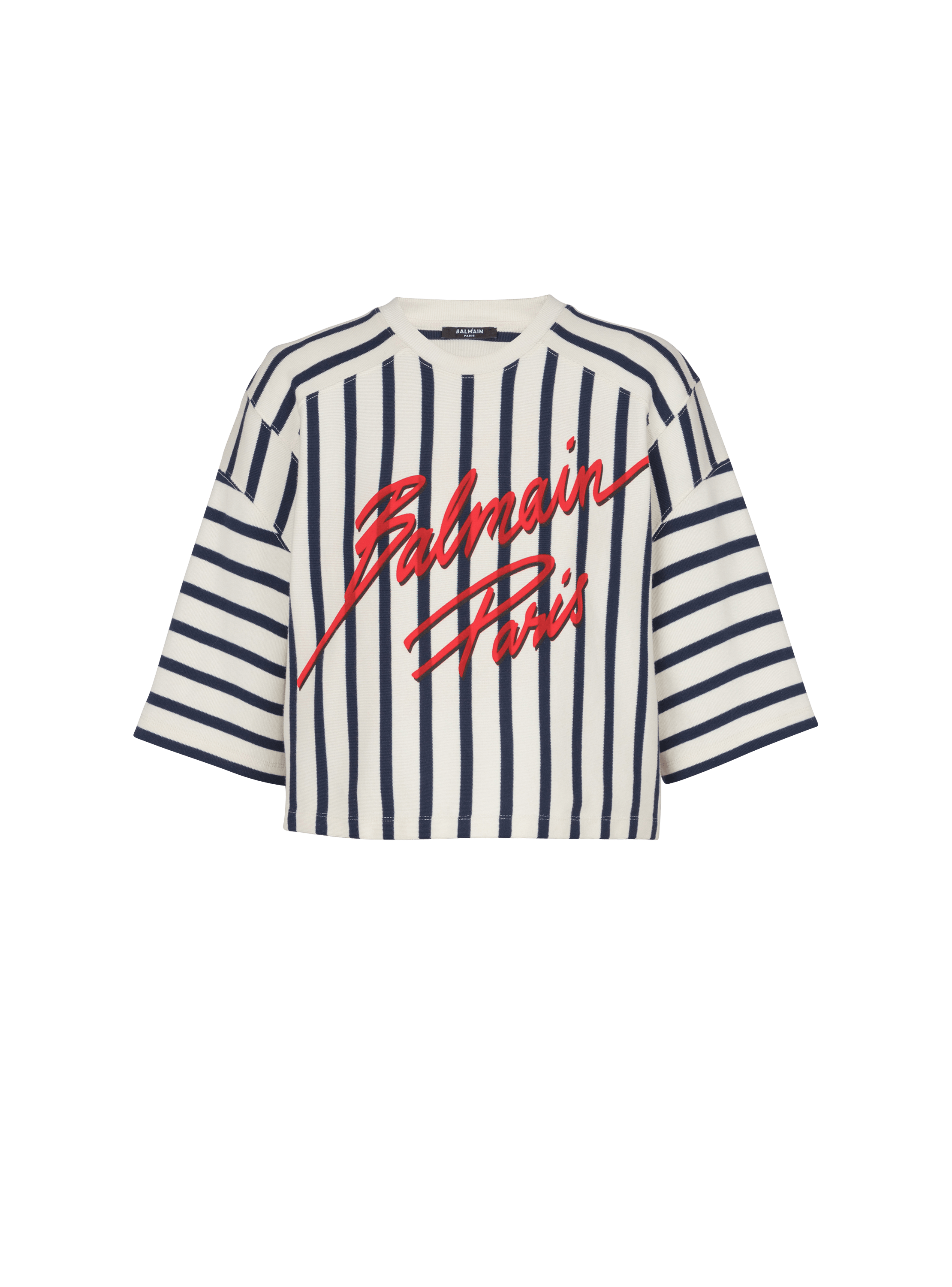 스트라이프 장식 Balmain Baseball 티셔츠