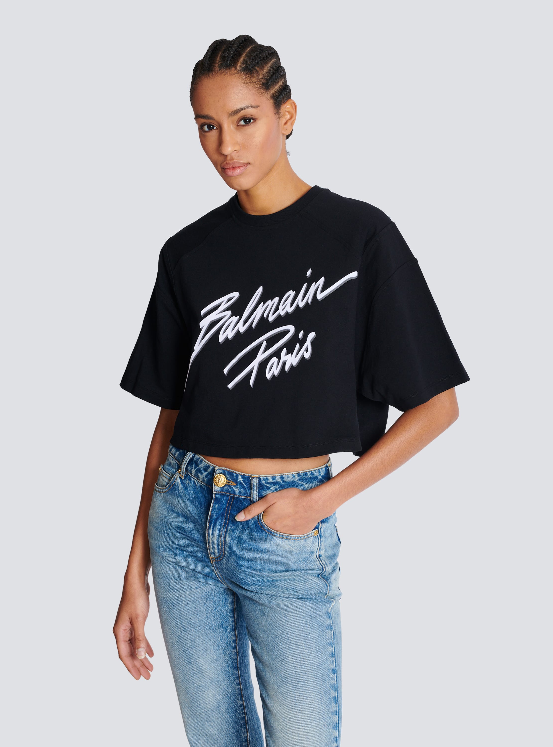 Outlets Pierre Balmain black cropped t shirt XS