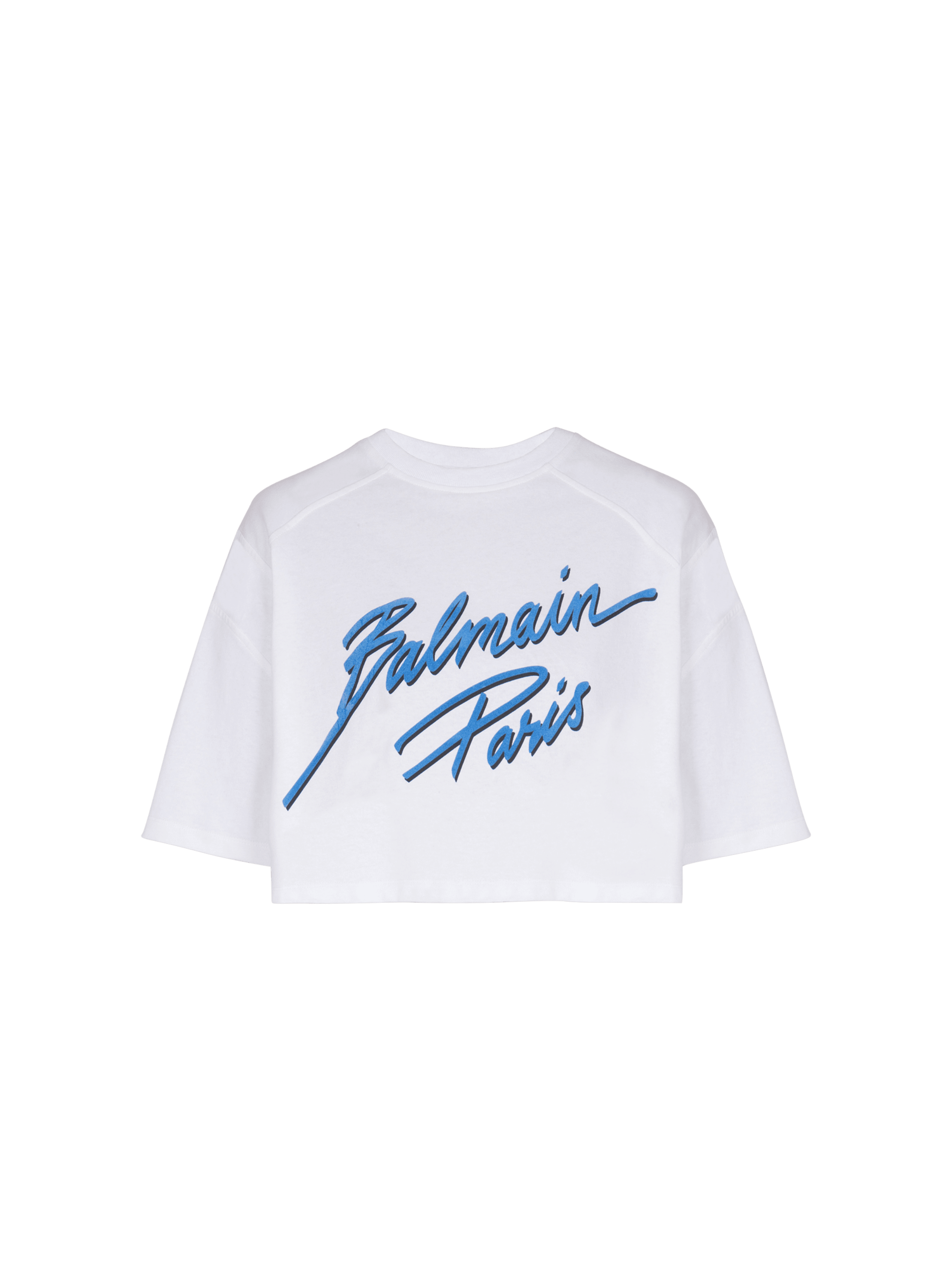 Cropped T-shirt with flocked Balmain Letter logo