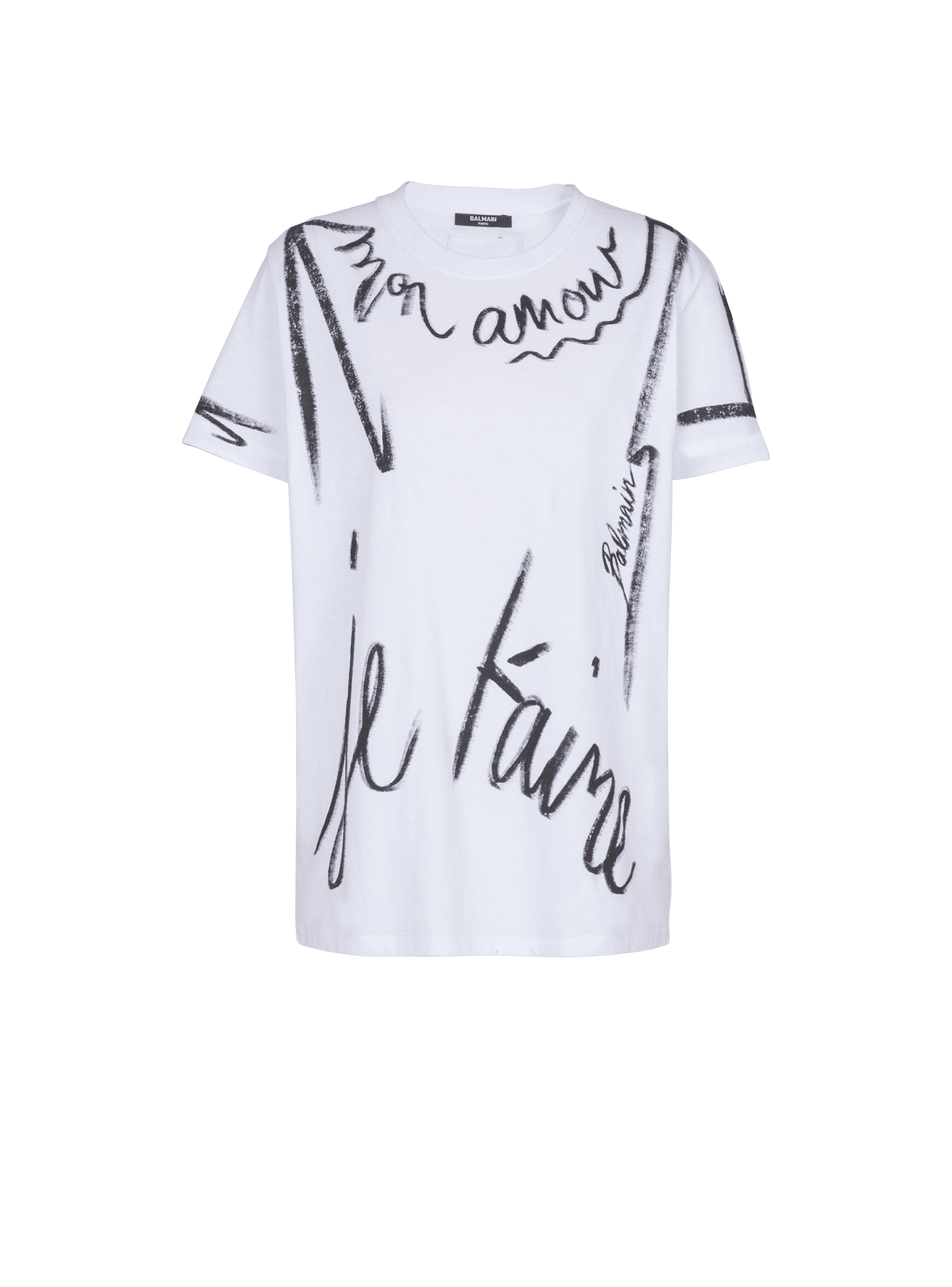 Short-sleeved T-shirt with "Je t'aime" print