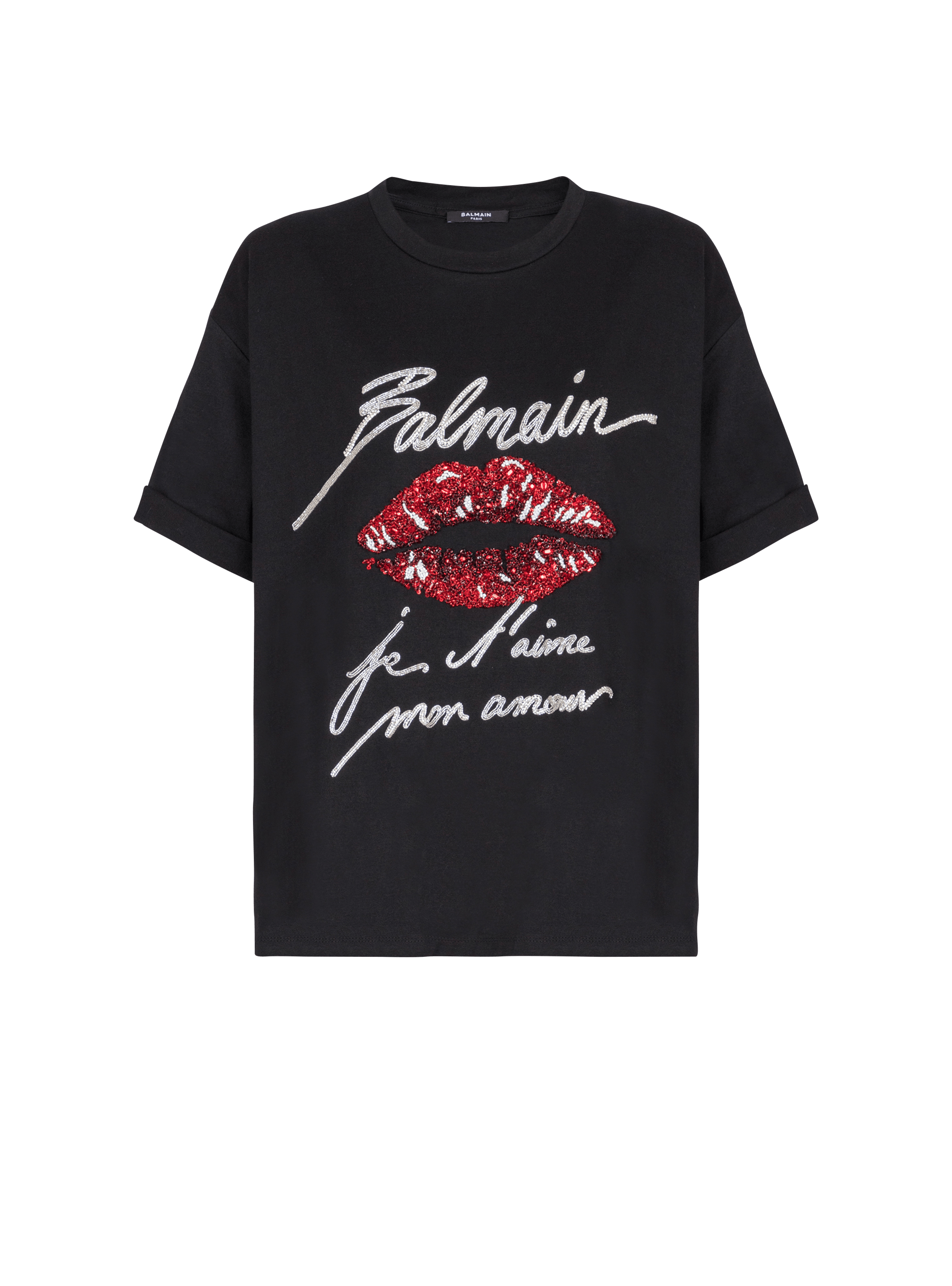 Short-sleeved T-shirt with Kiss embroidery