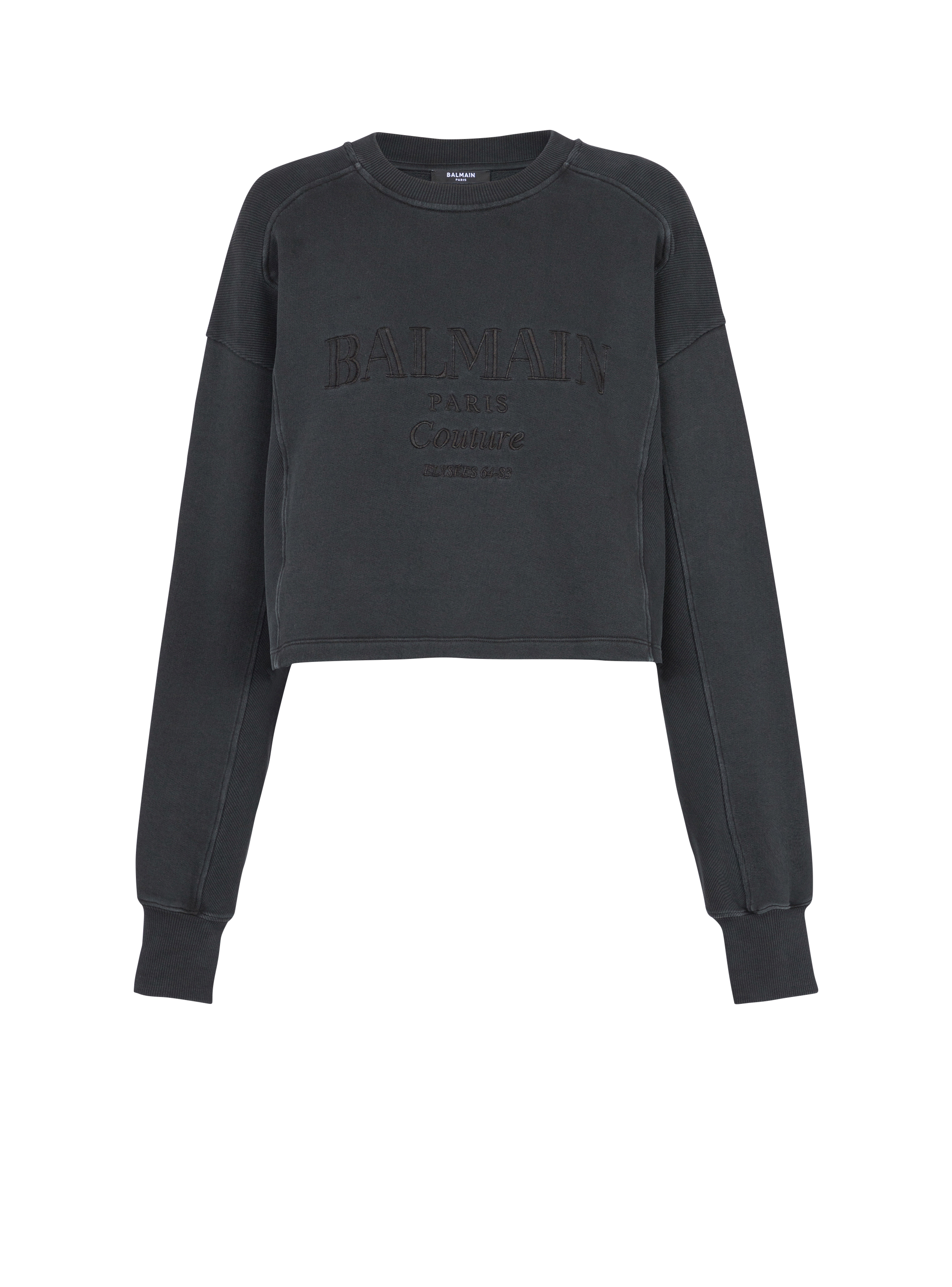 balmain paris Sweatshirt brodé Balmain Couture gris - Femme