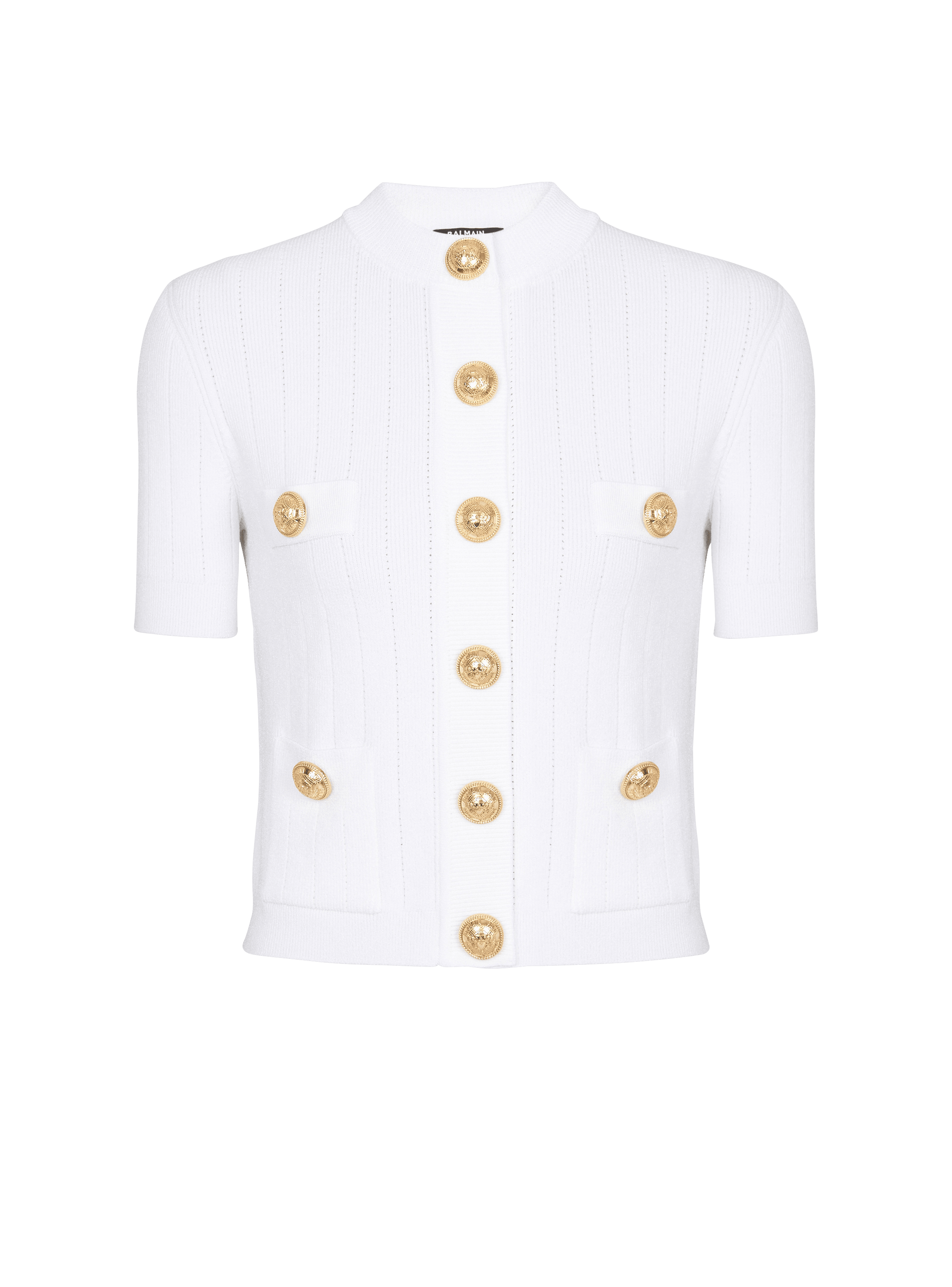 balmain paris Cardigan en maille 4 poches blanc - Femme