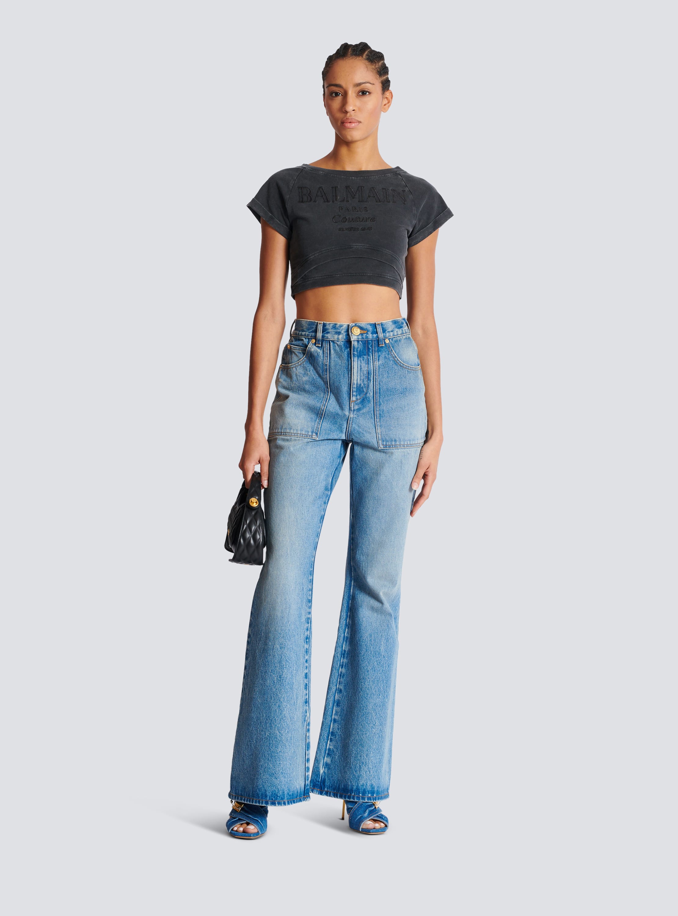 Jean taille haute flare en denim