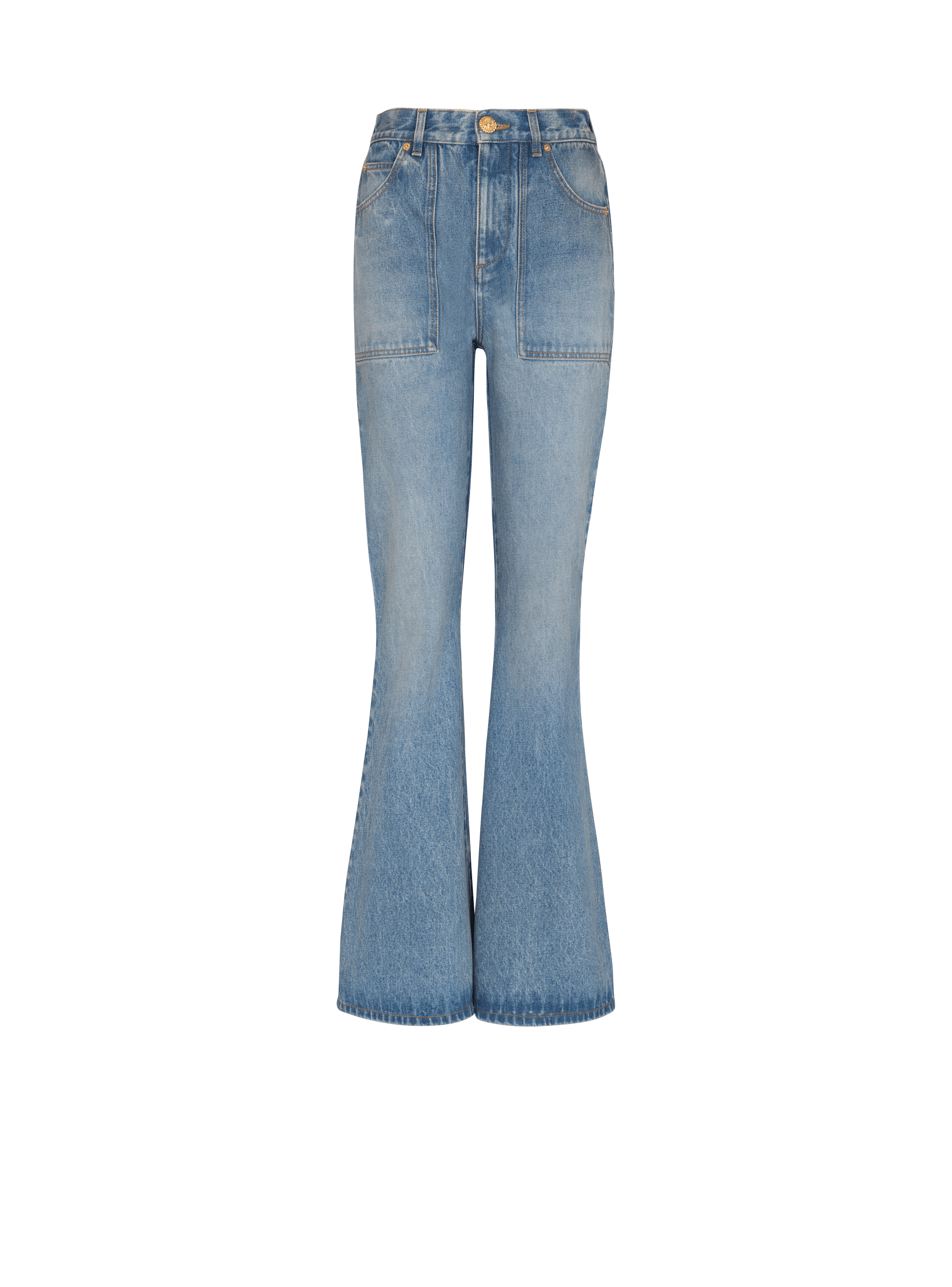 High-waisted flared denim jeans