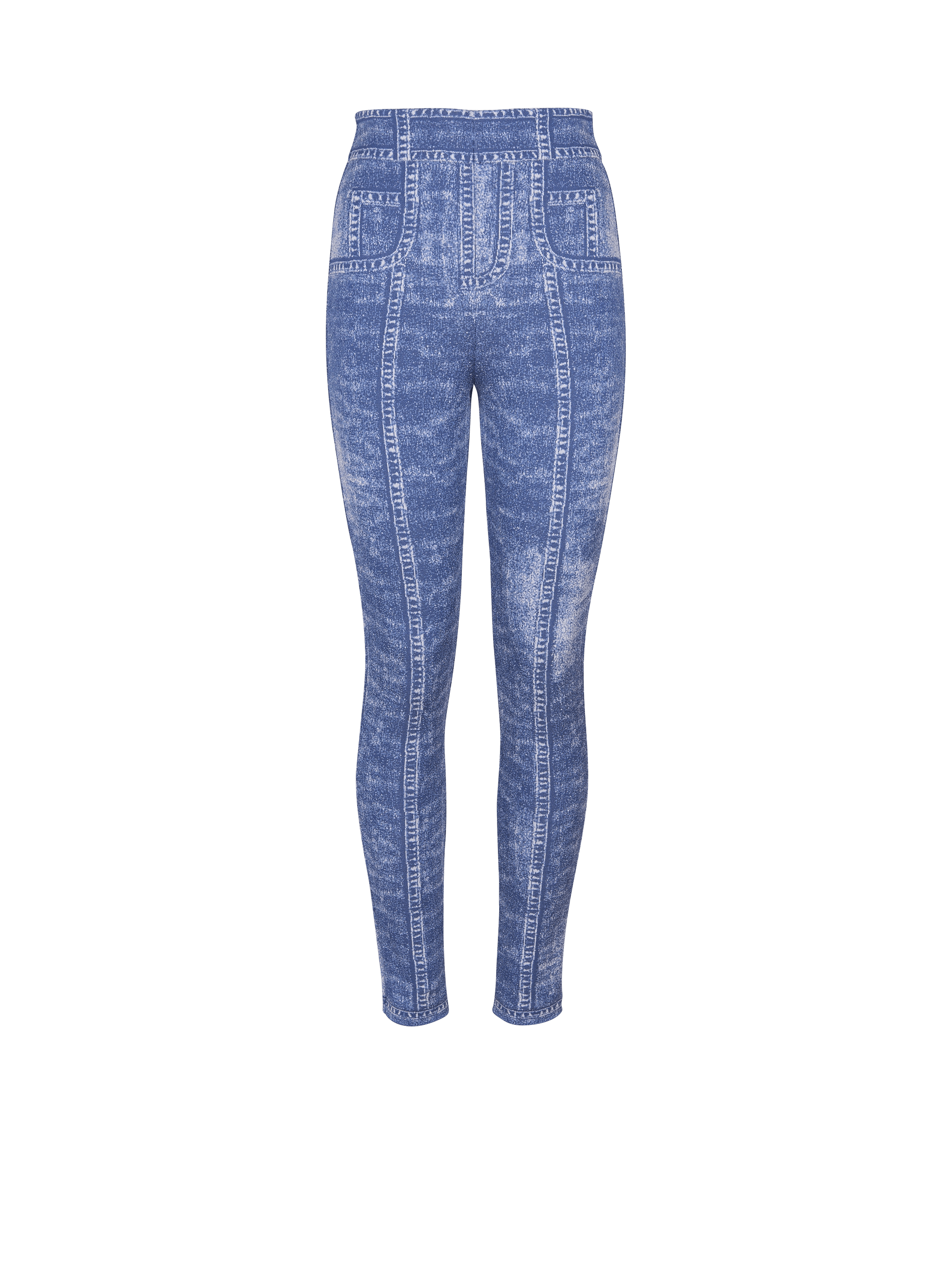 Legging en maille jacquard avec trompe-l'œil Denim