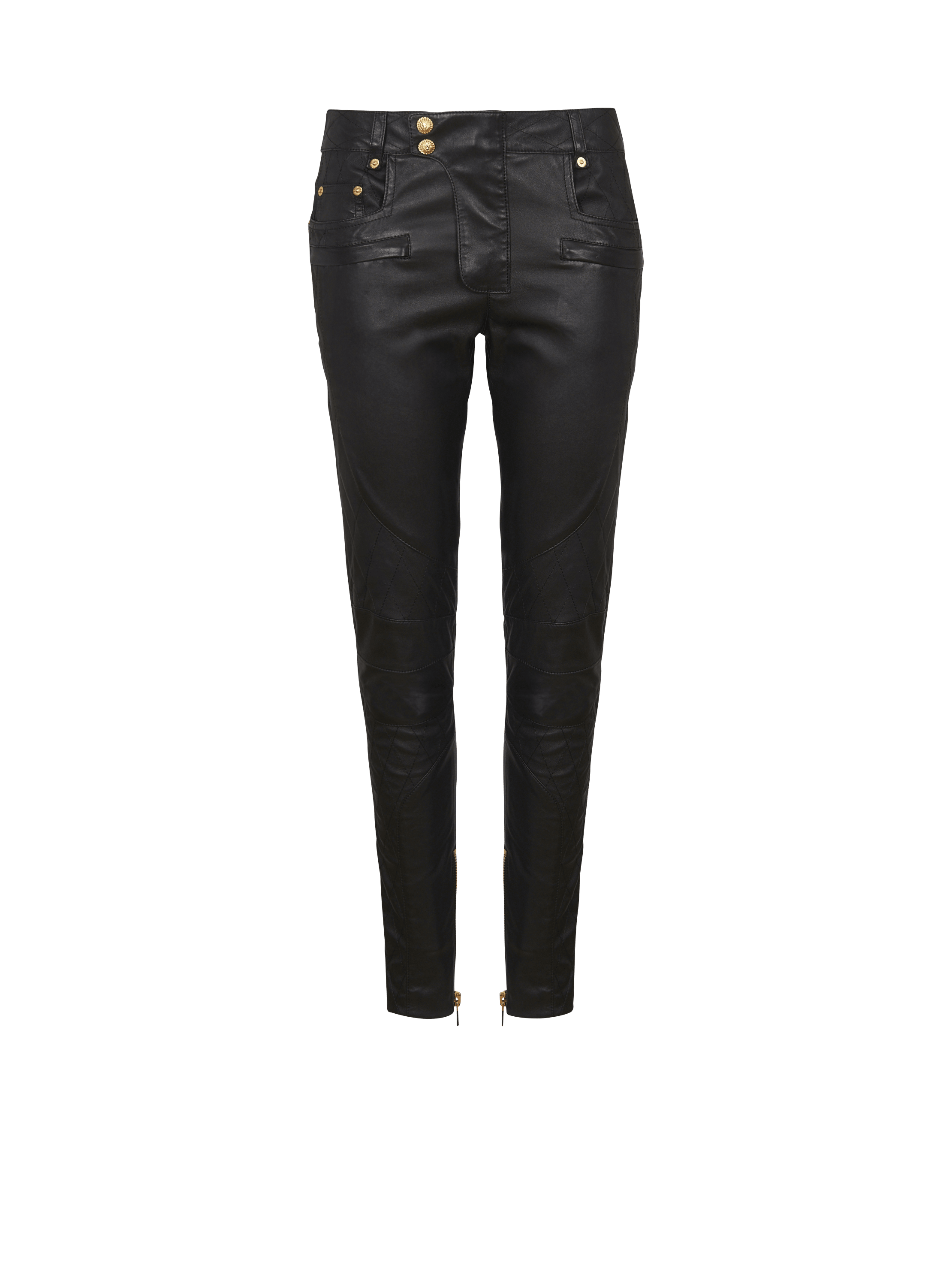 Quilted lambskin trousers with diamond motif