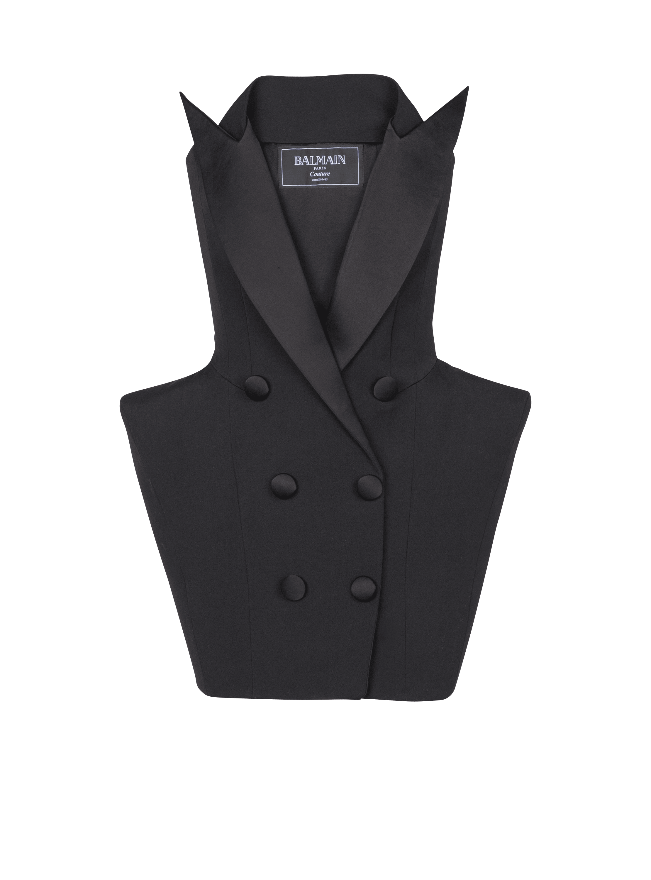 balmain paris Robe bustier en grain de poudre à basques noir - Femme