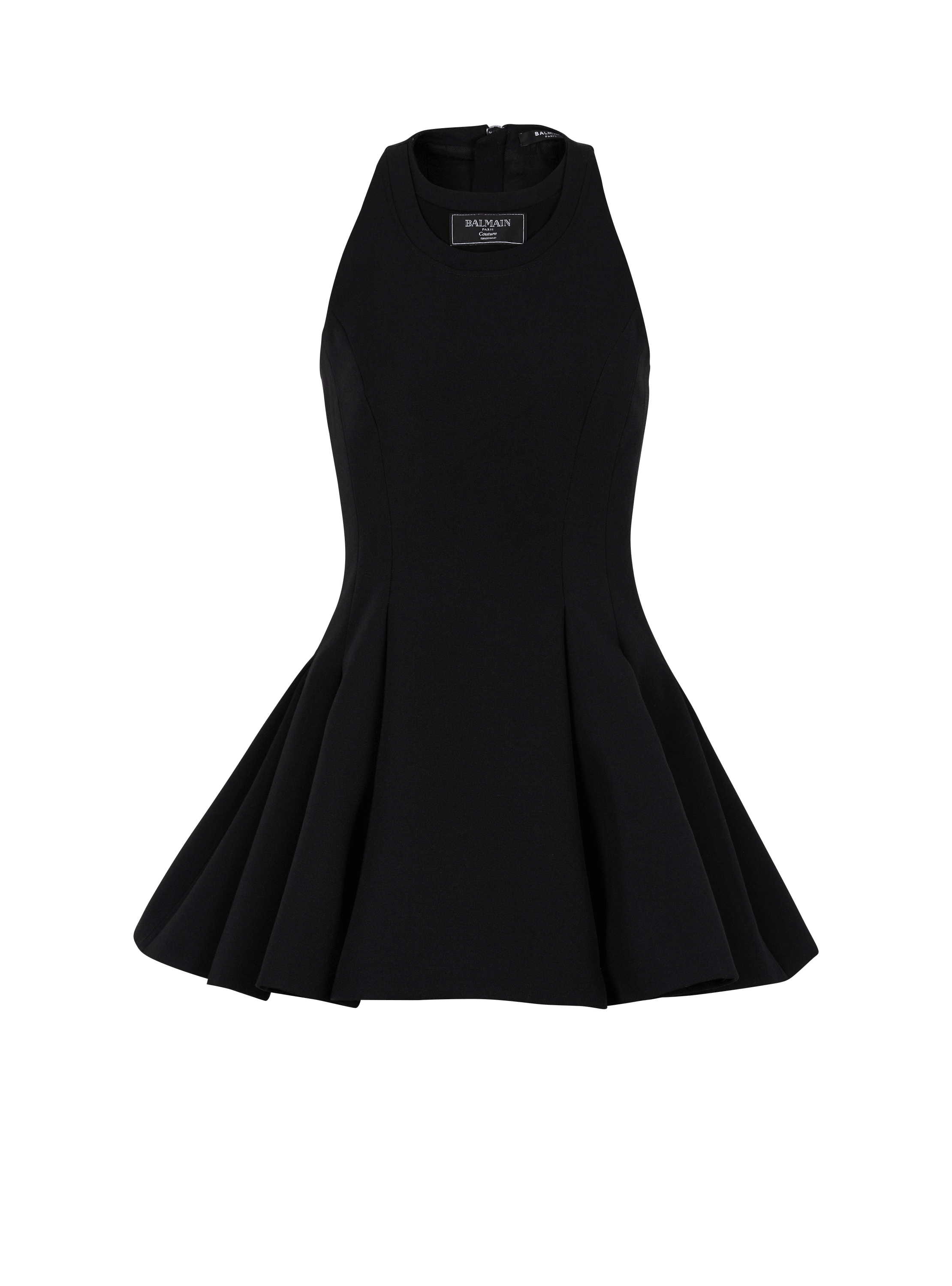 Flared pleated grain de poudre dress 