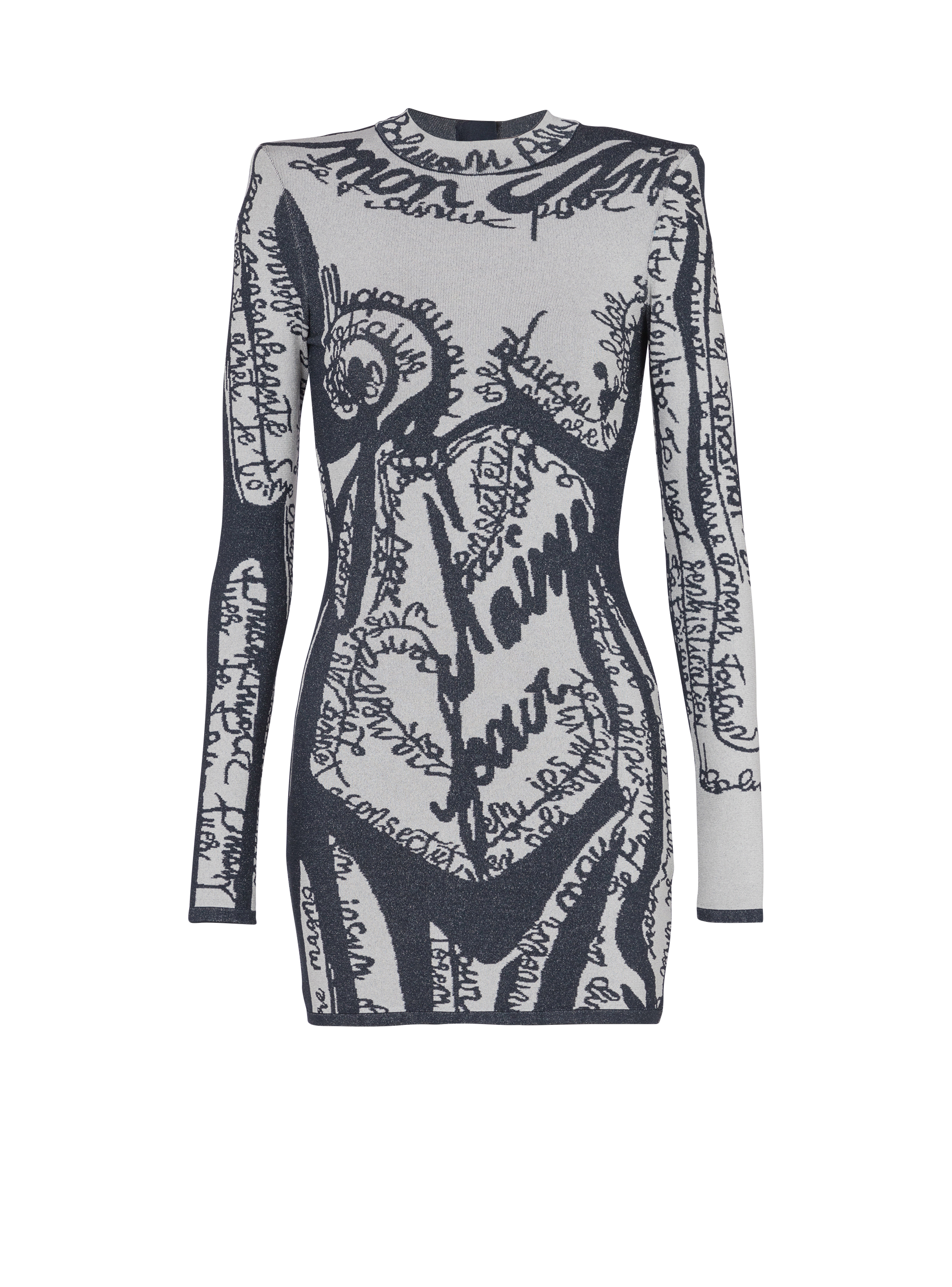 Short embroidered dress with body motif