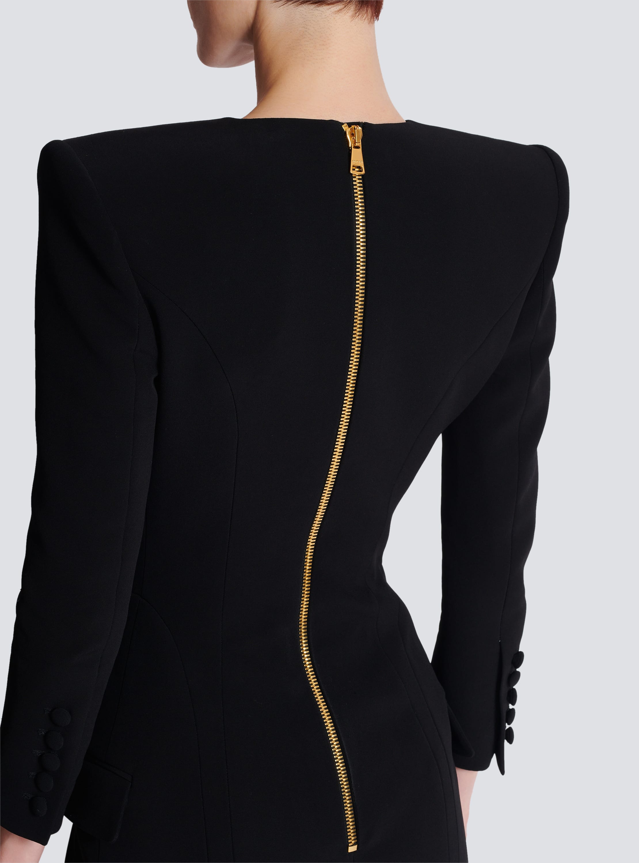 Short two-tone crepe dress black - Women | BALMAIN