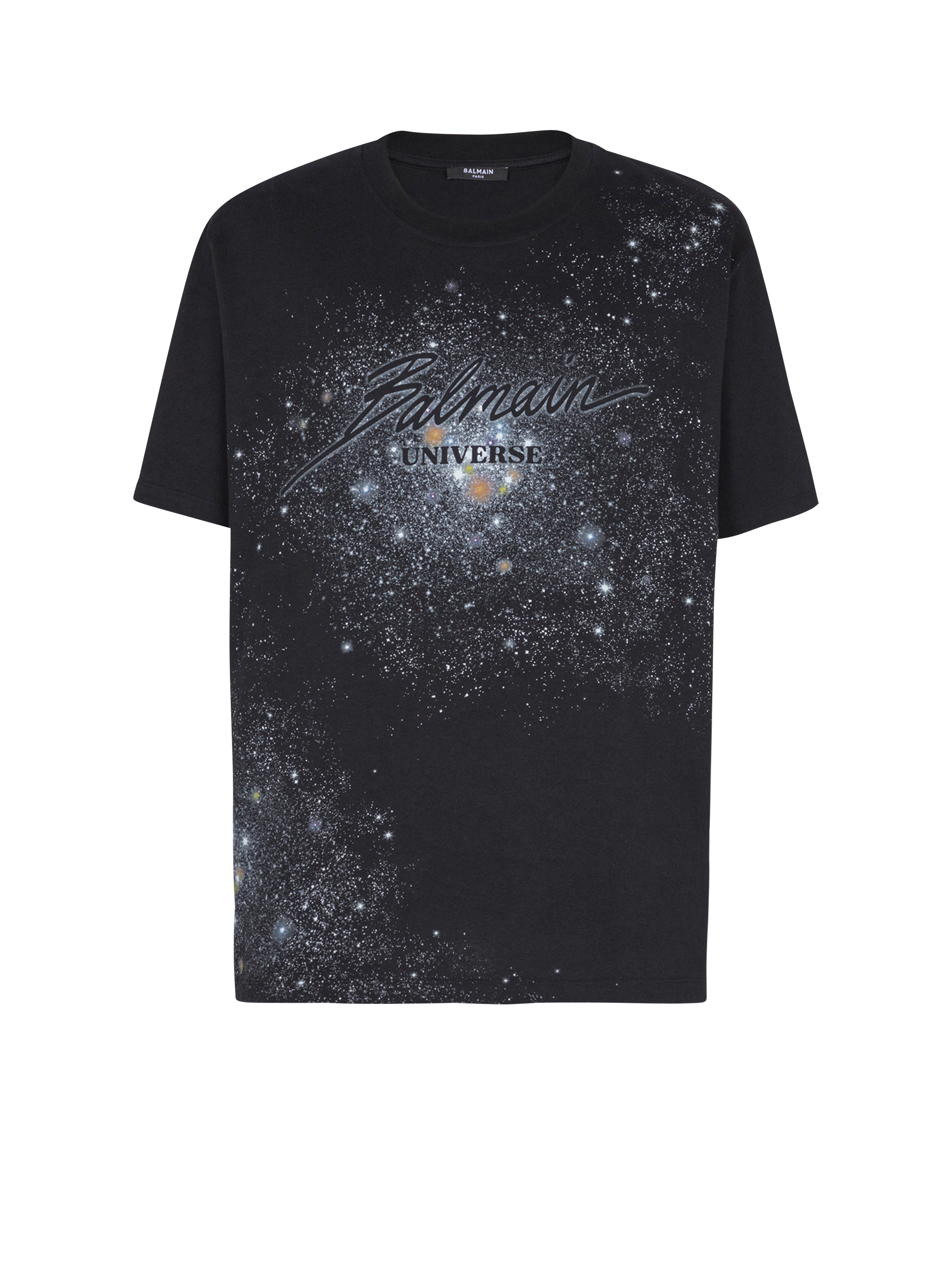 Printed Balmain Universe logo and stars T-shirt