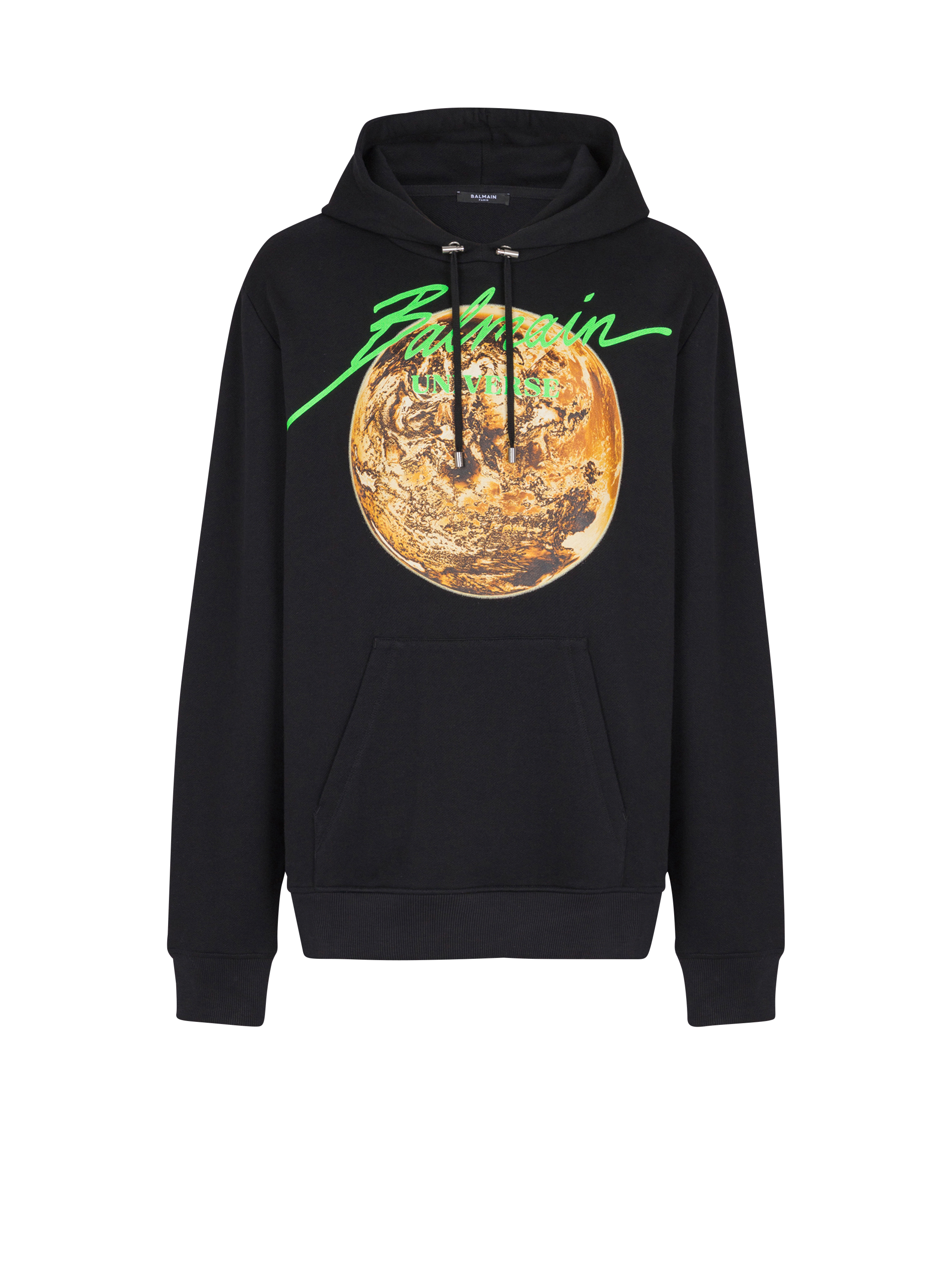 Printed Balmain Universe logo and planet hoodie