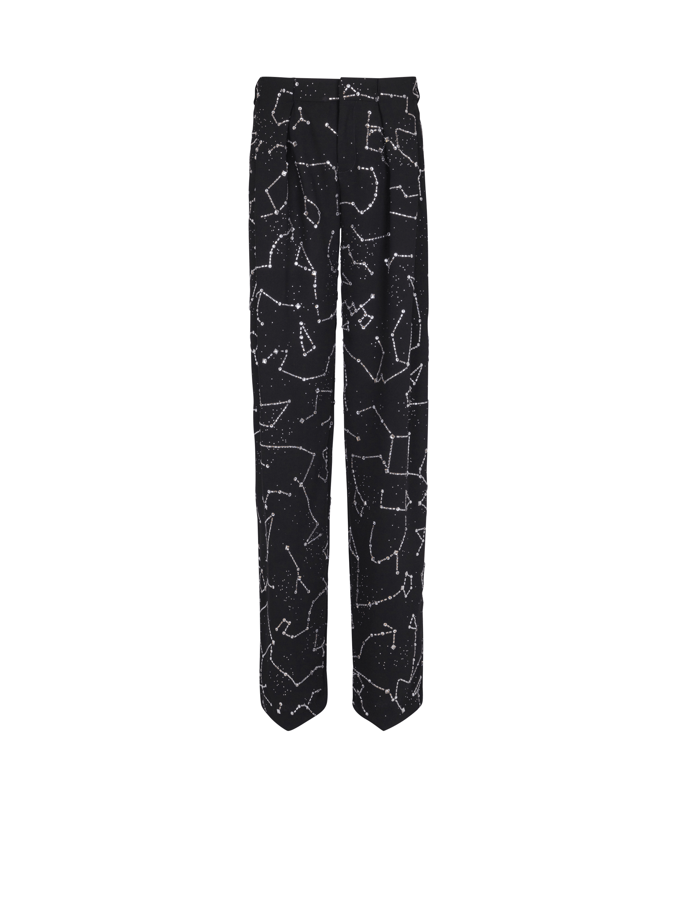 Crepe trousers with rhinestone Constellation motif