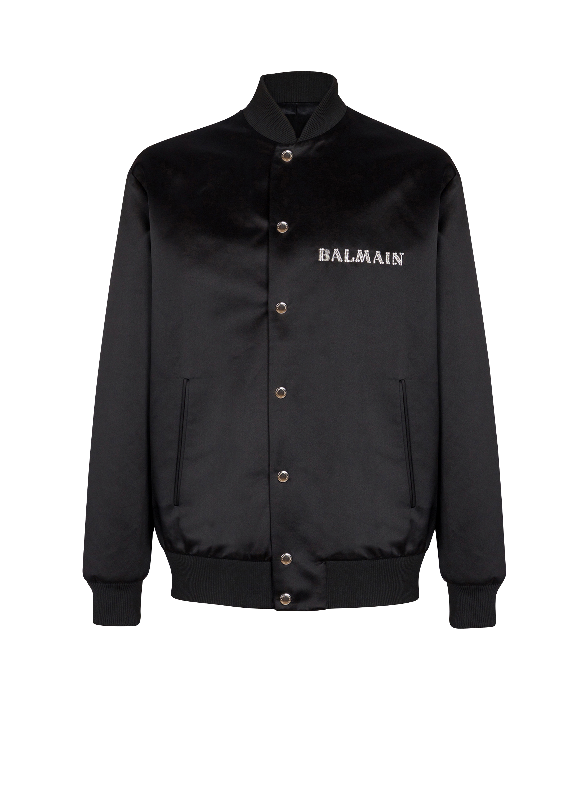 Balmain Galaxy 모티프 자수 장식 새틴 봄버 재킷