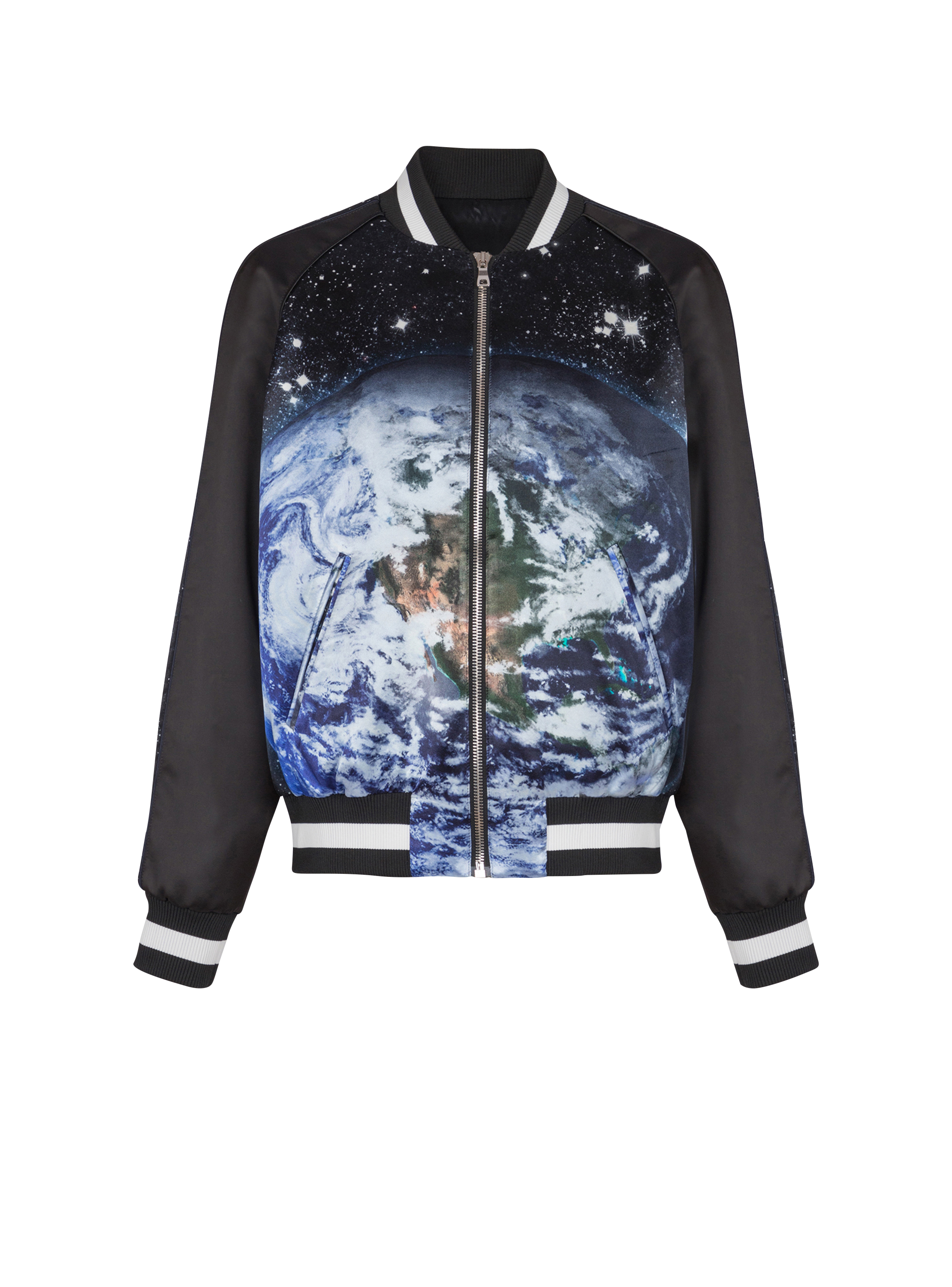 Printed Earth and Stars bomber jacket