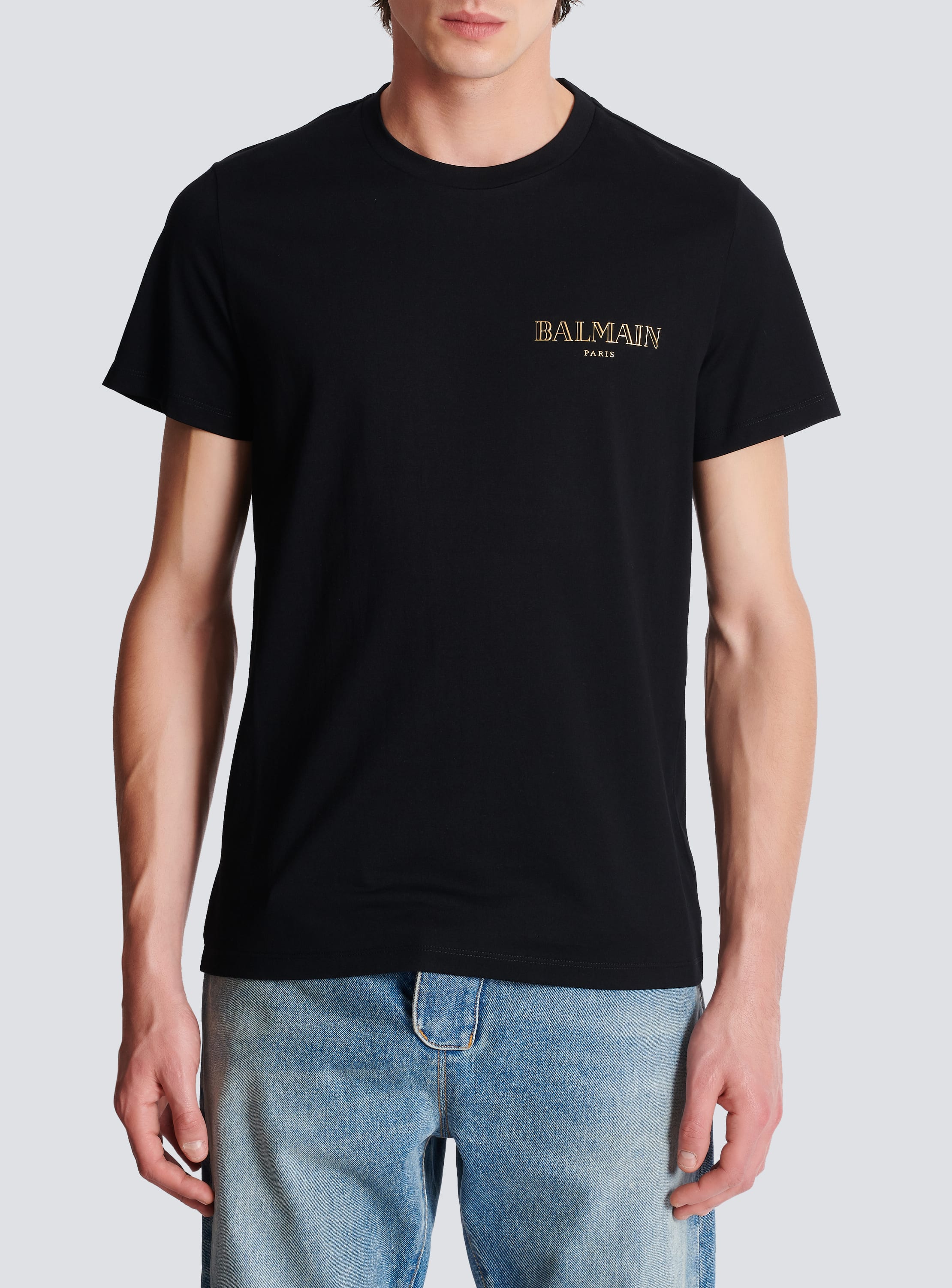 Balmain t shirt black and gold hotsell