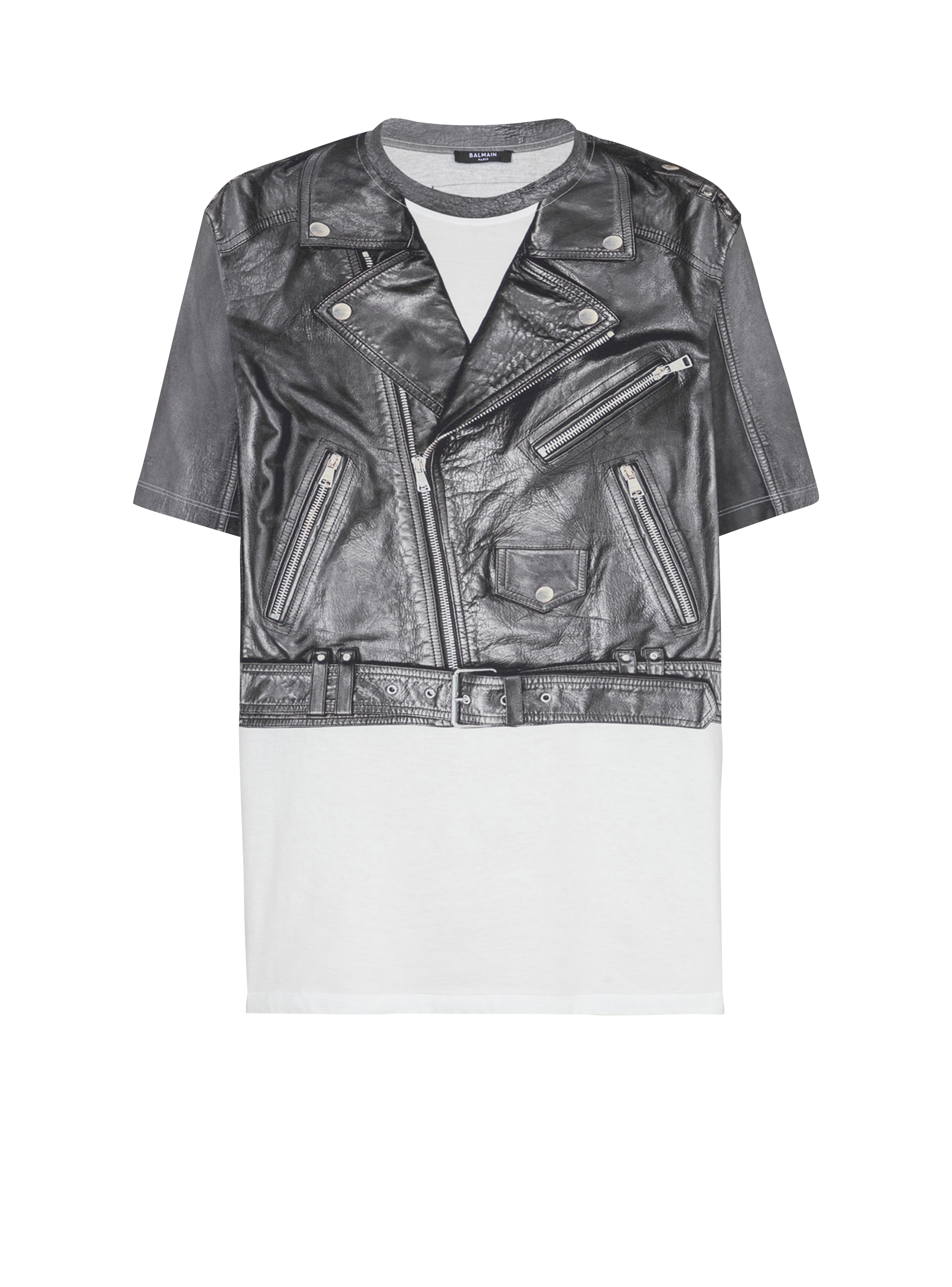 T-shirt with biker jacket print