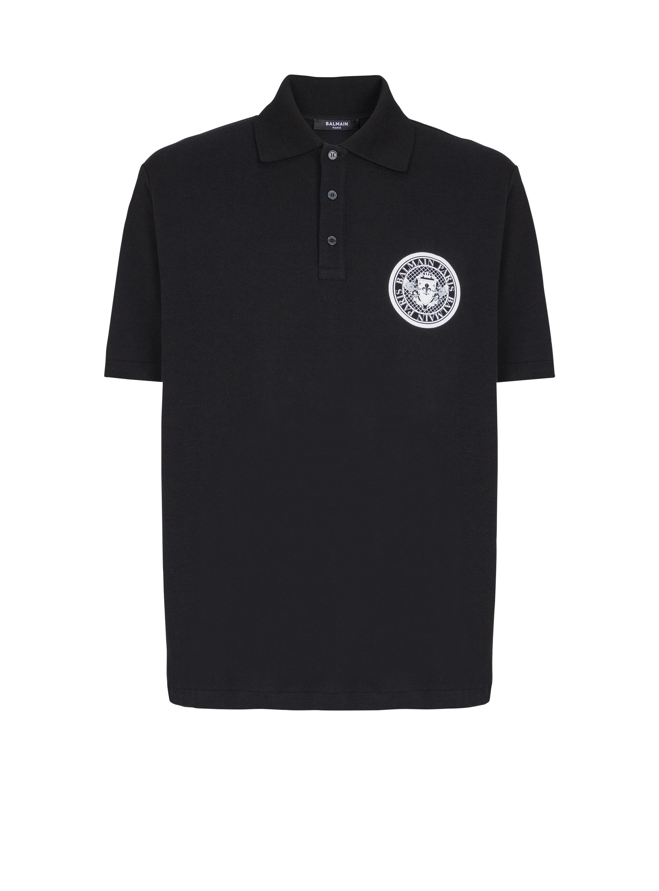 Cotton polo shirt with "Coin" print