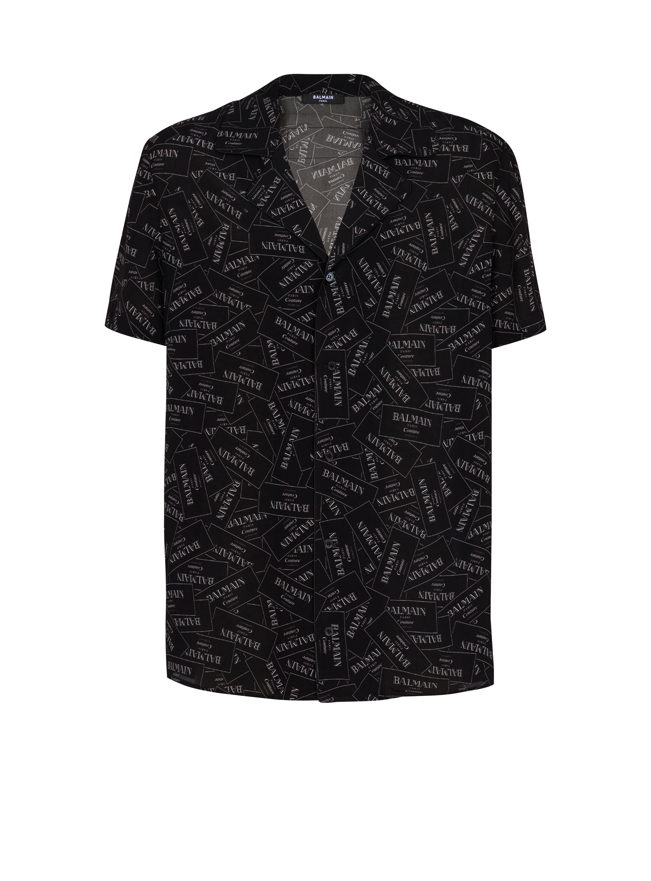 Pyjama shirt with all-over Balmain label print