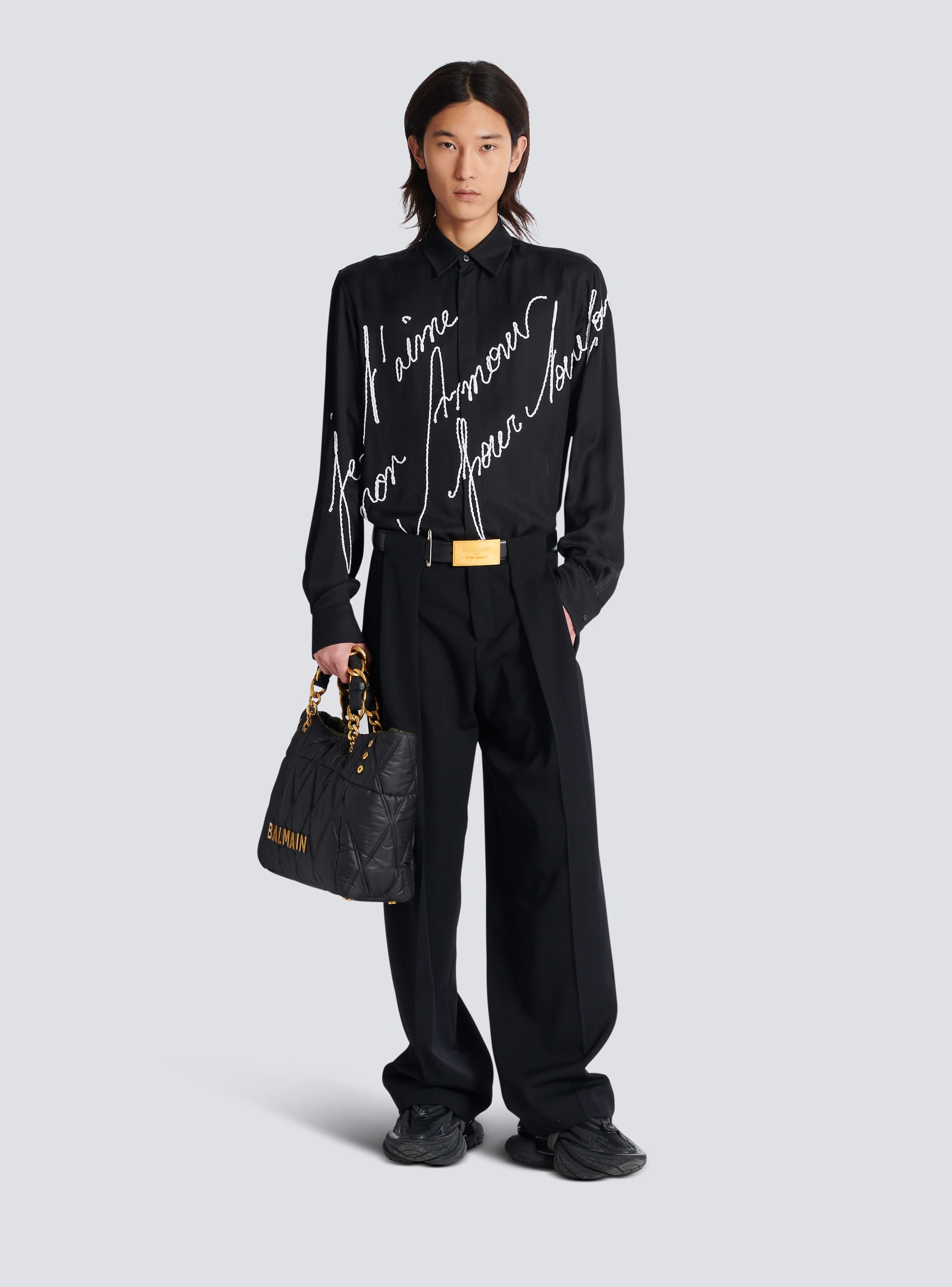 ラブレター”刺繍 フローイングシャツ - Men | BALMAIN