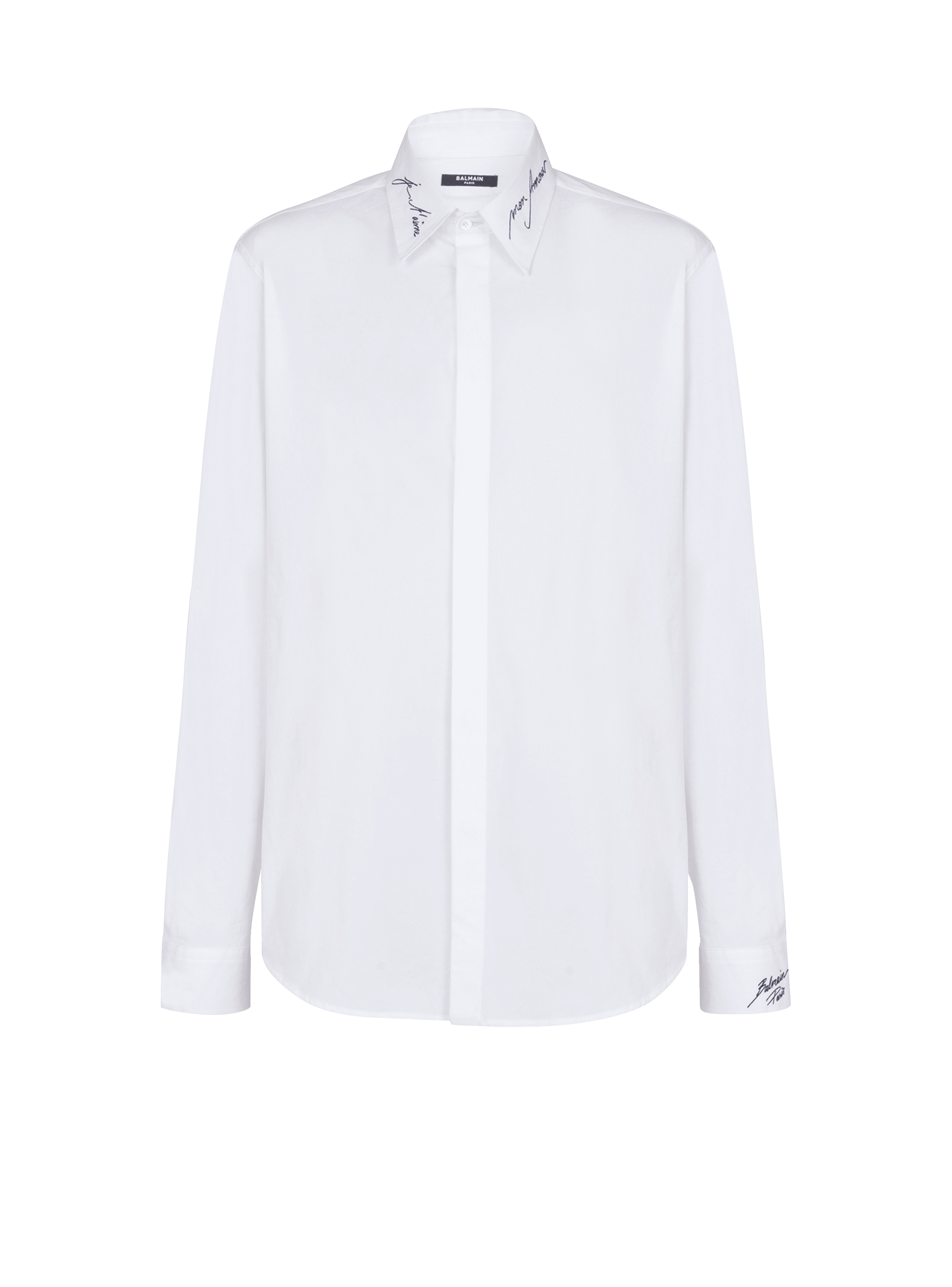 Poplin shirt with embroidered collar