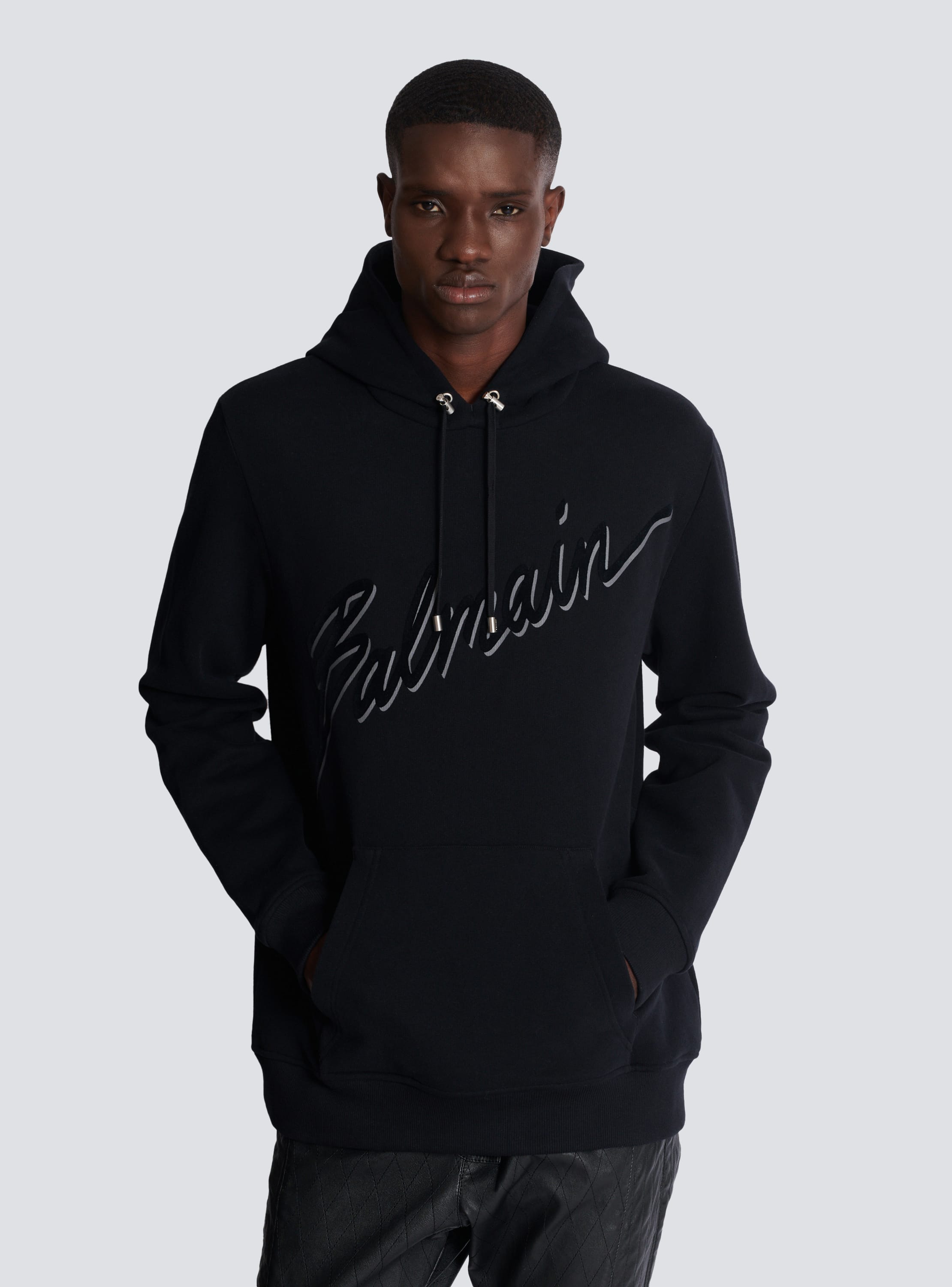 Flocked Balmain Letter hoodie