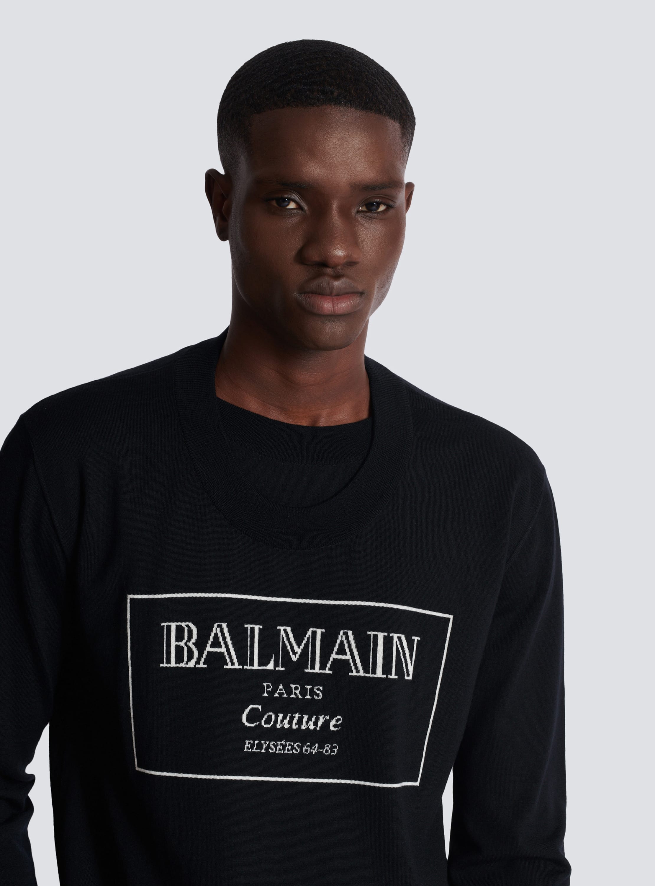 Knit jumper with Balmain Couture label black Men BALMAIN