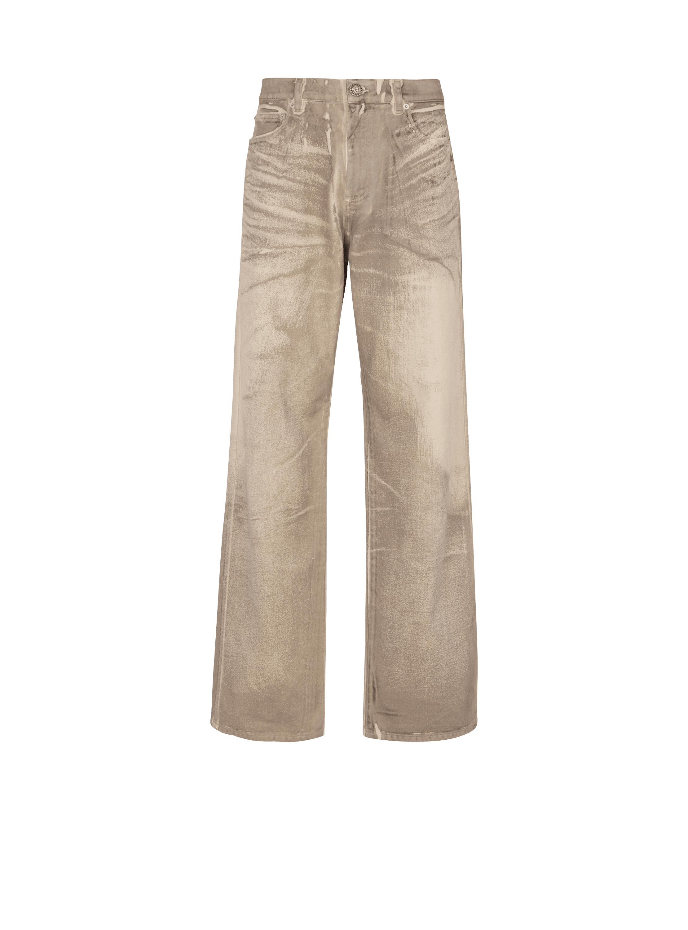 balmain paris Jean loose en denim Beige wash beige - Homme