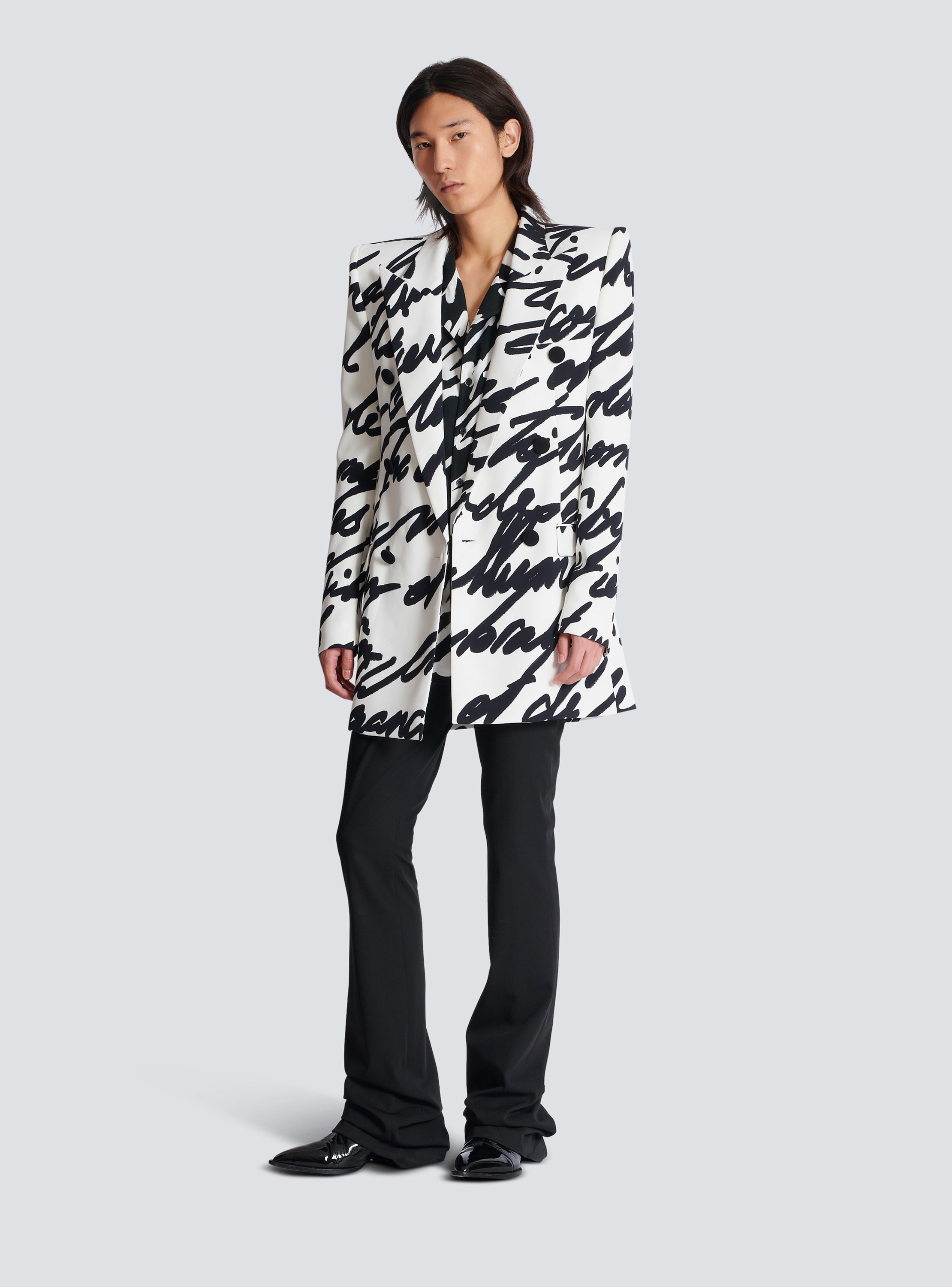 Crepe jacket with "Love Letter" print