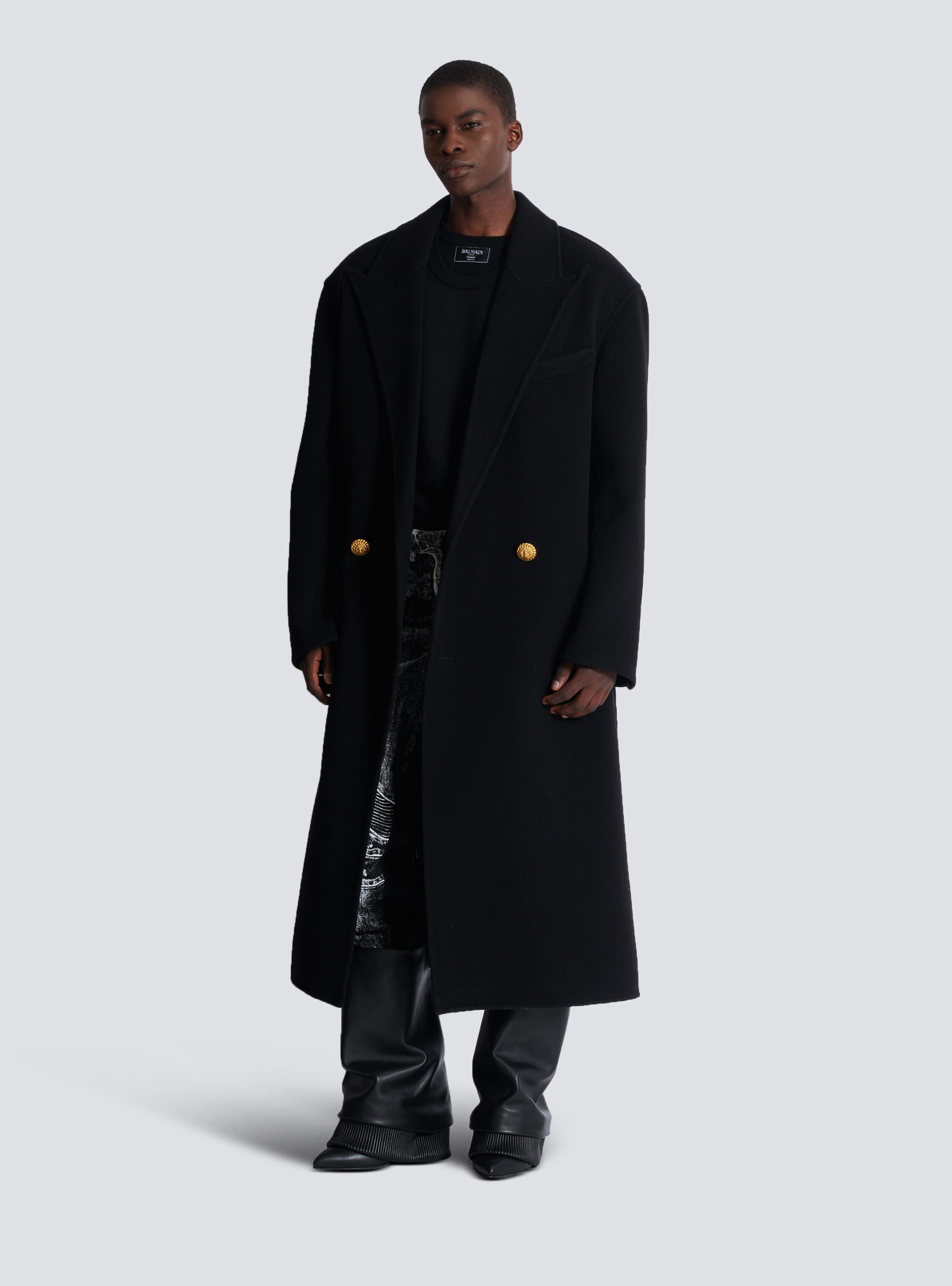 Long coat in double-faced wool