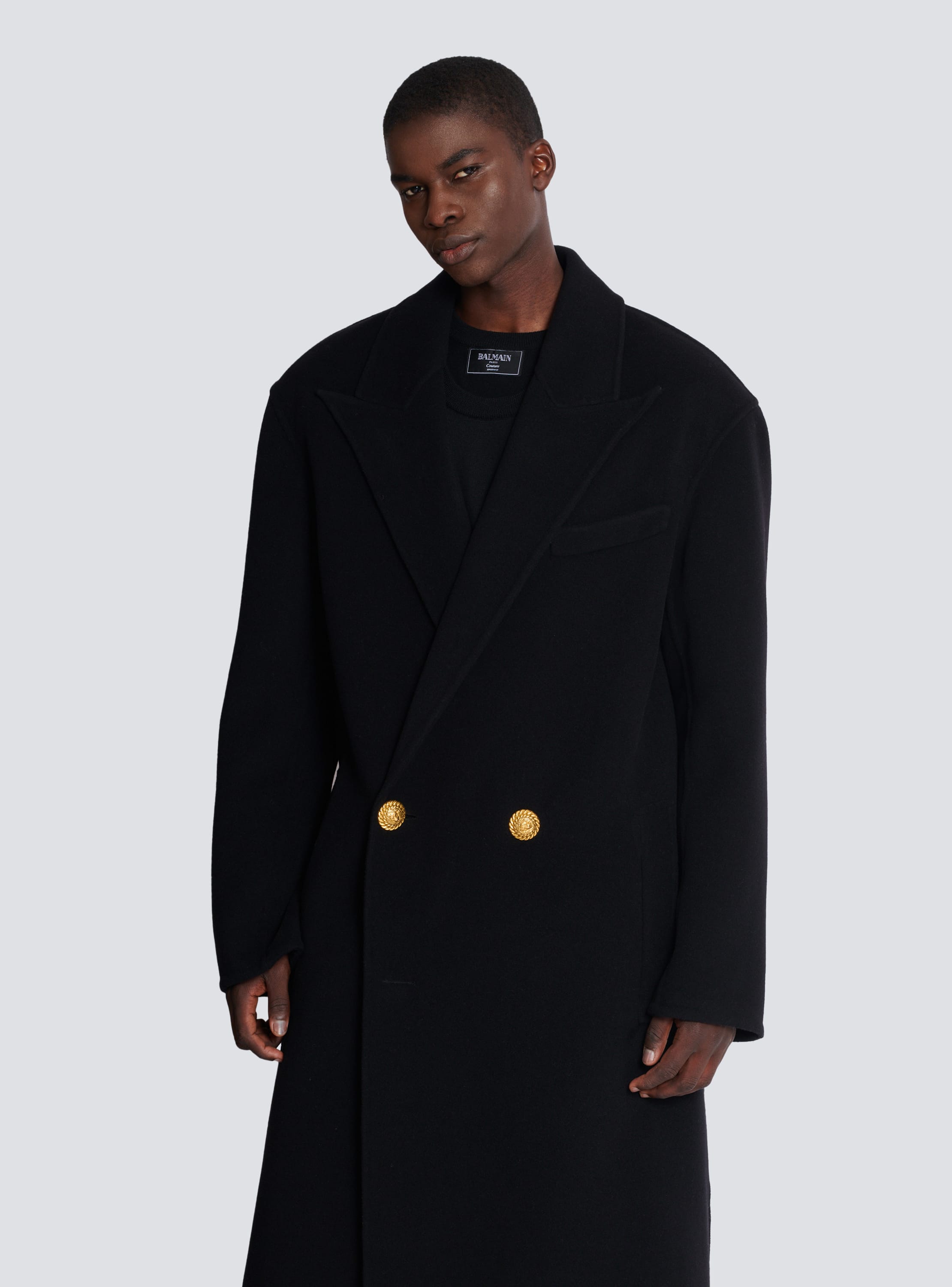 Balmain double breasted wool coat online