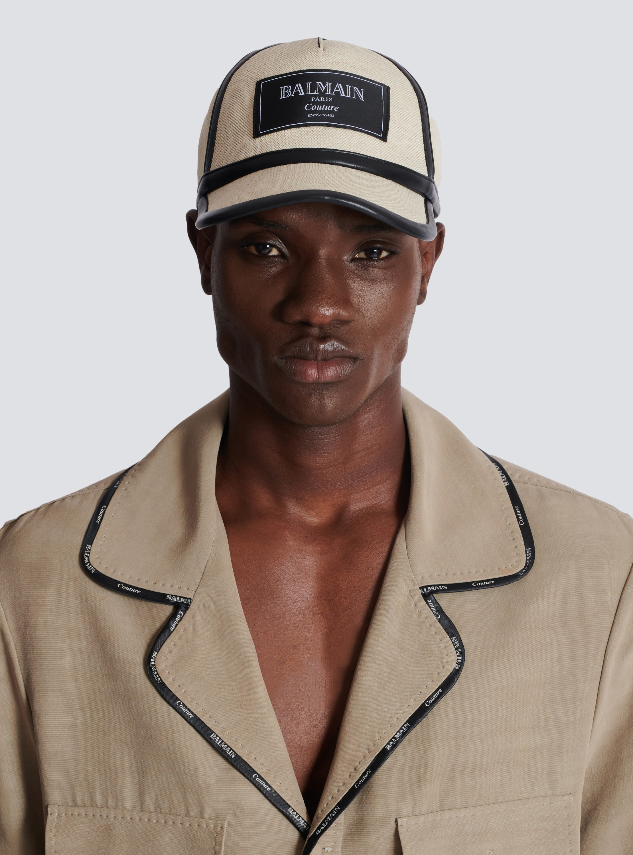 Canvas cap with Balmain Couture label