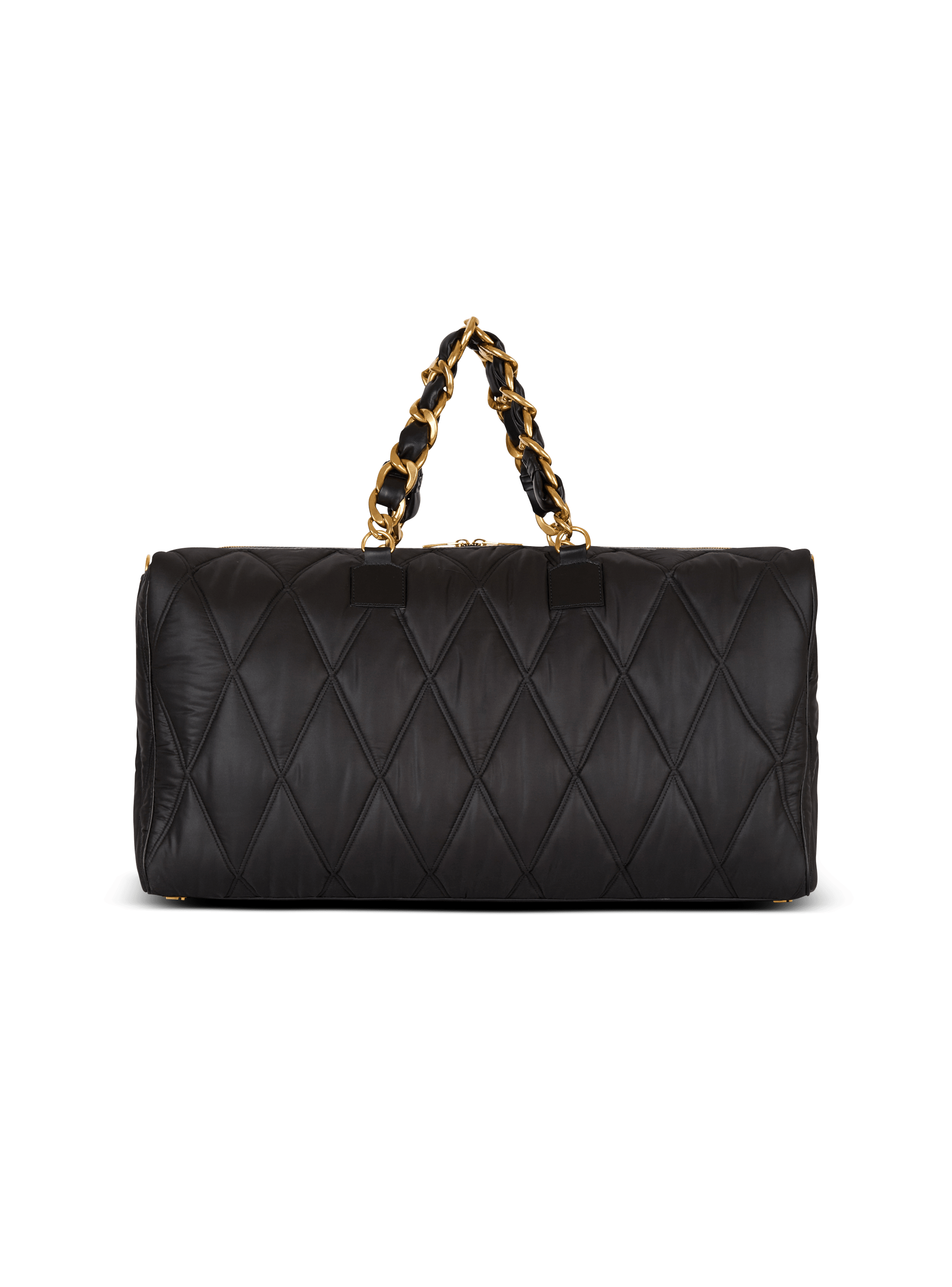 Quilted nylon travel bag with diamond motif