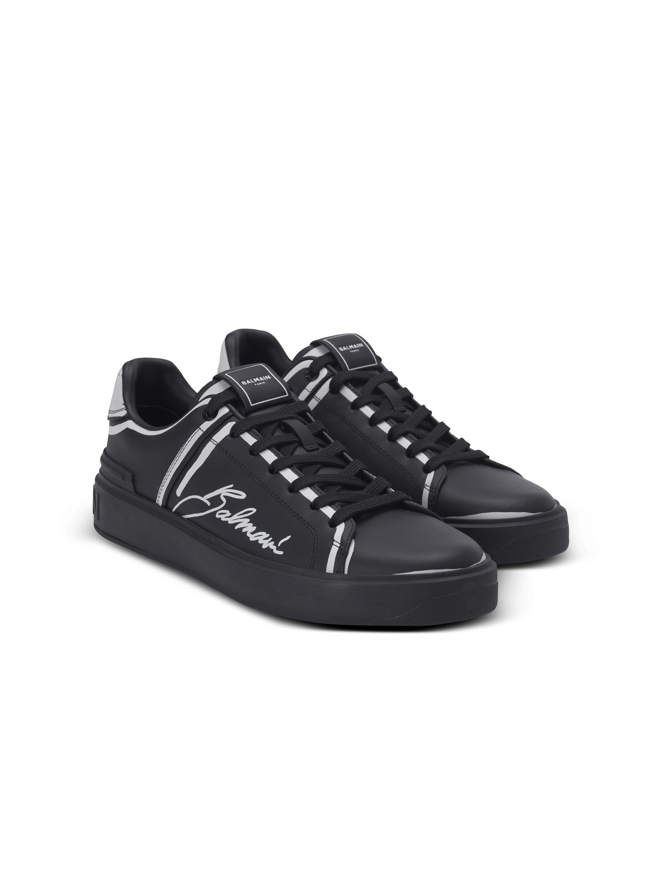 B Court printed calfskin trainers black Men BALMAIN B Court printed calfskin trainers black Men BALMAIN