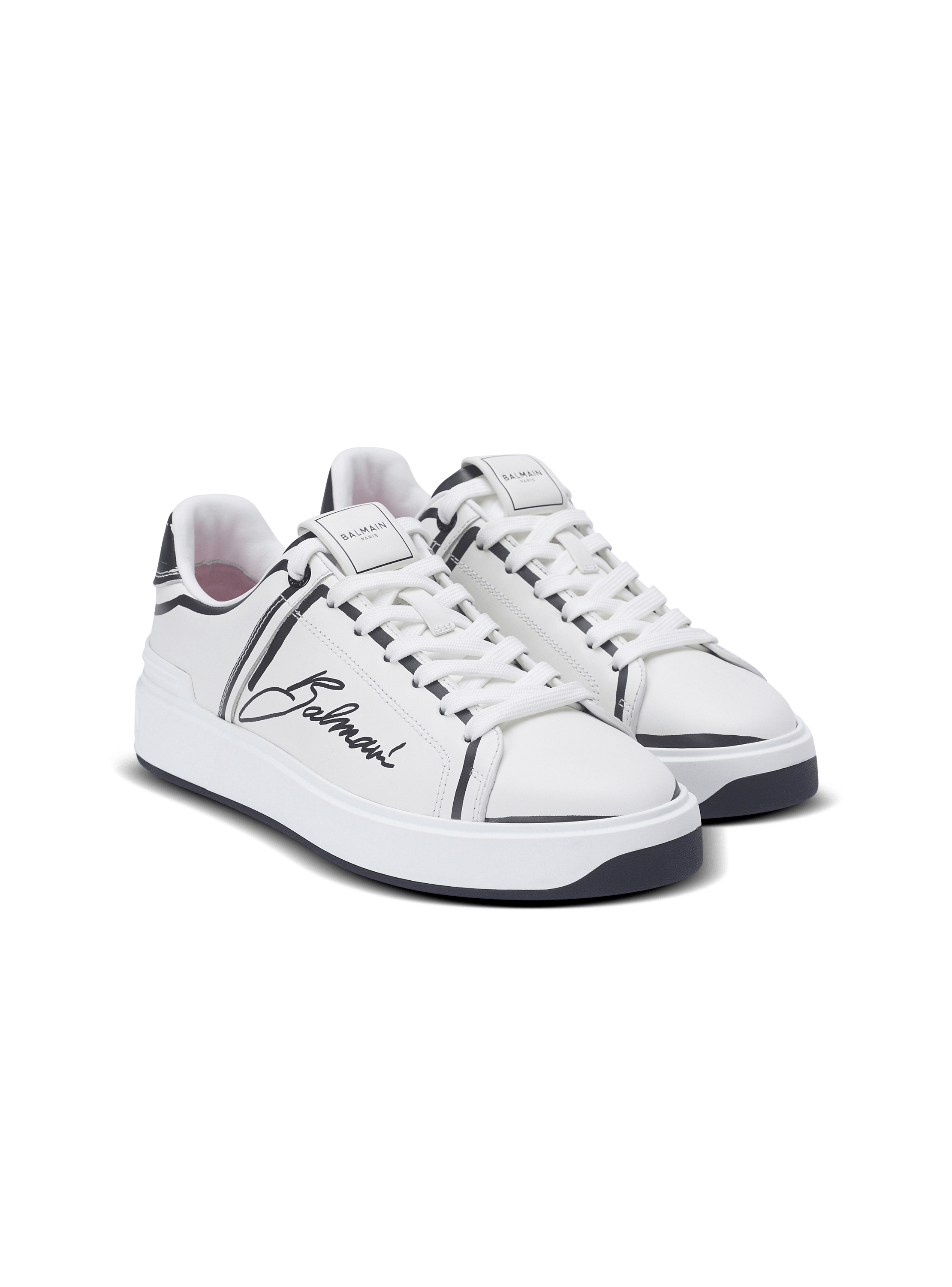 B Court printed calfskin trainers white Men BALMAIN B Court printed calfskin trainers white Men BALMAIN