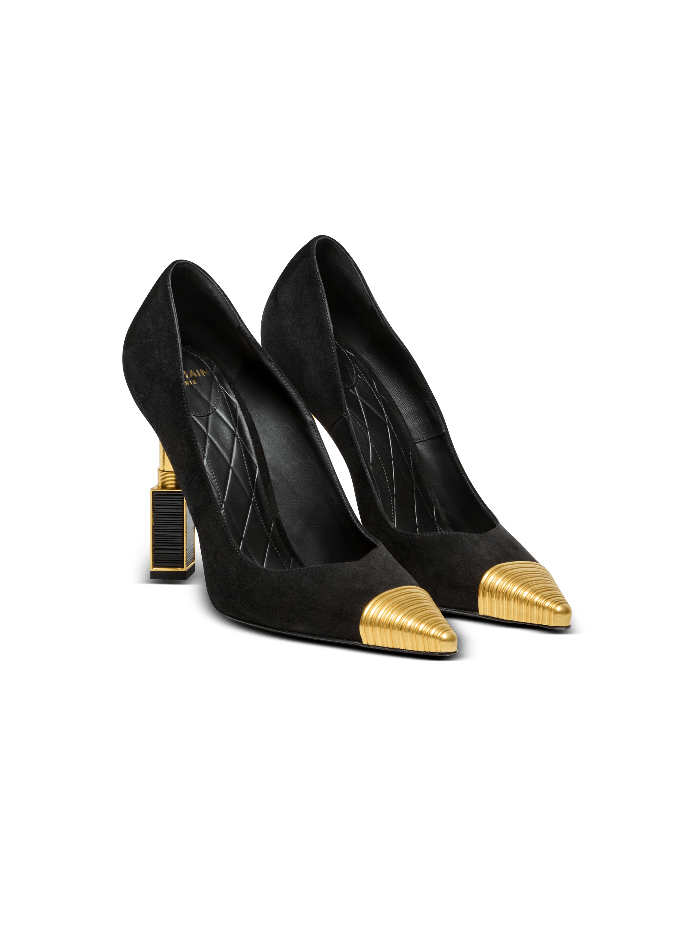 Lipstick pumps in suede leather and brass