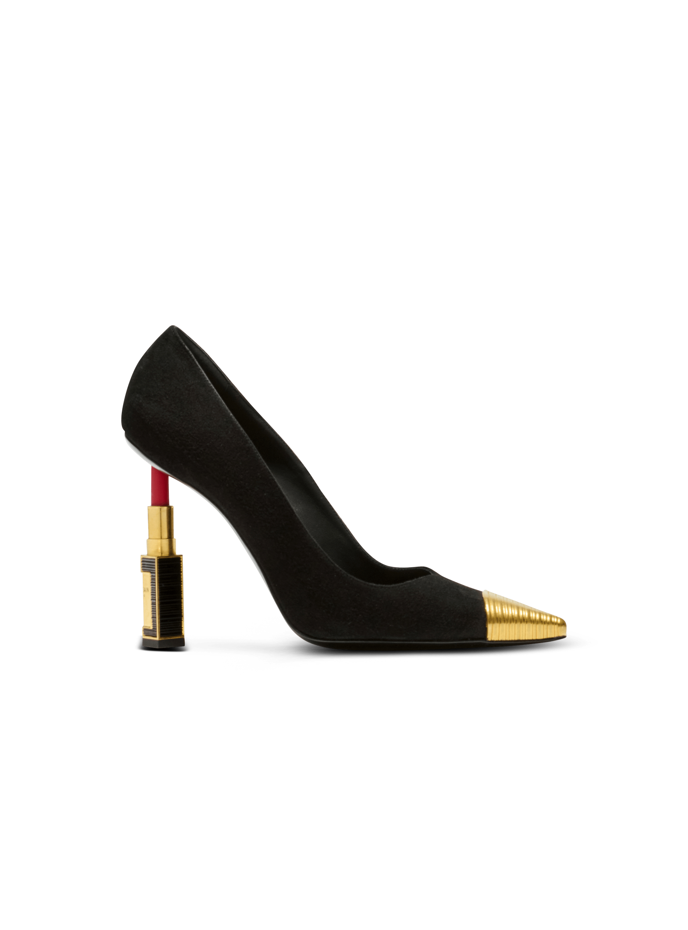 Lipstick pumps in suede leather and brass