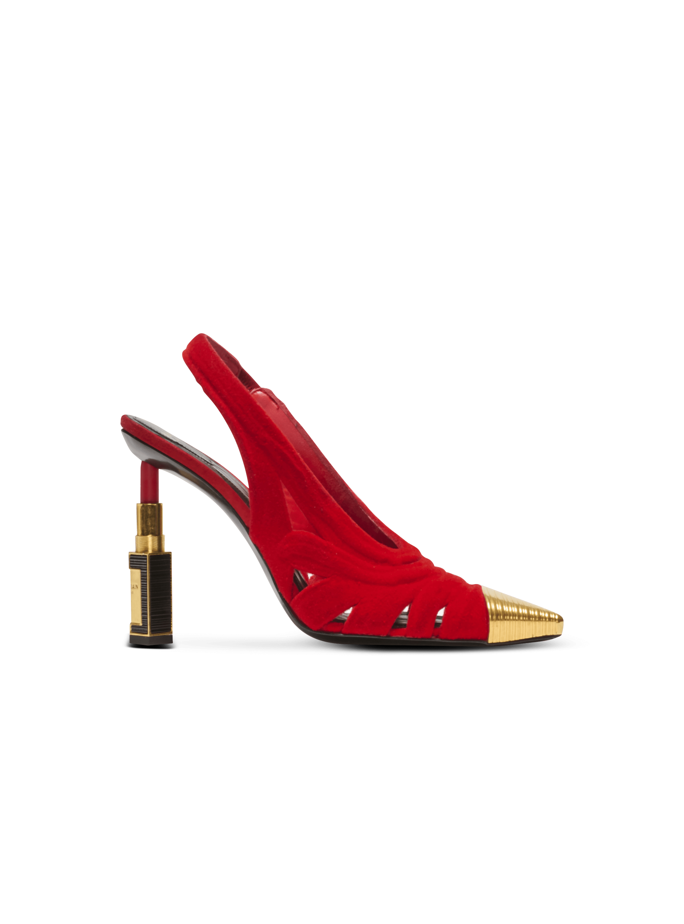 Pumps Lipstick aus Wildleder und Messing