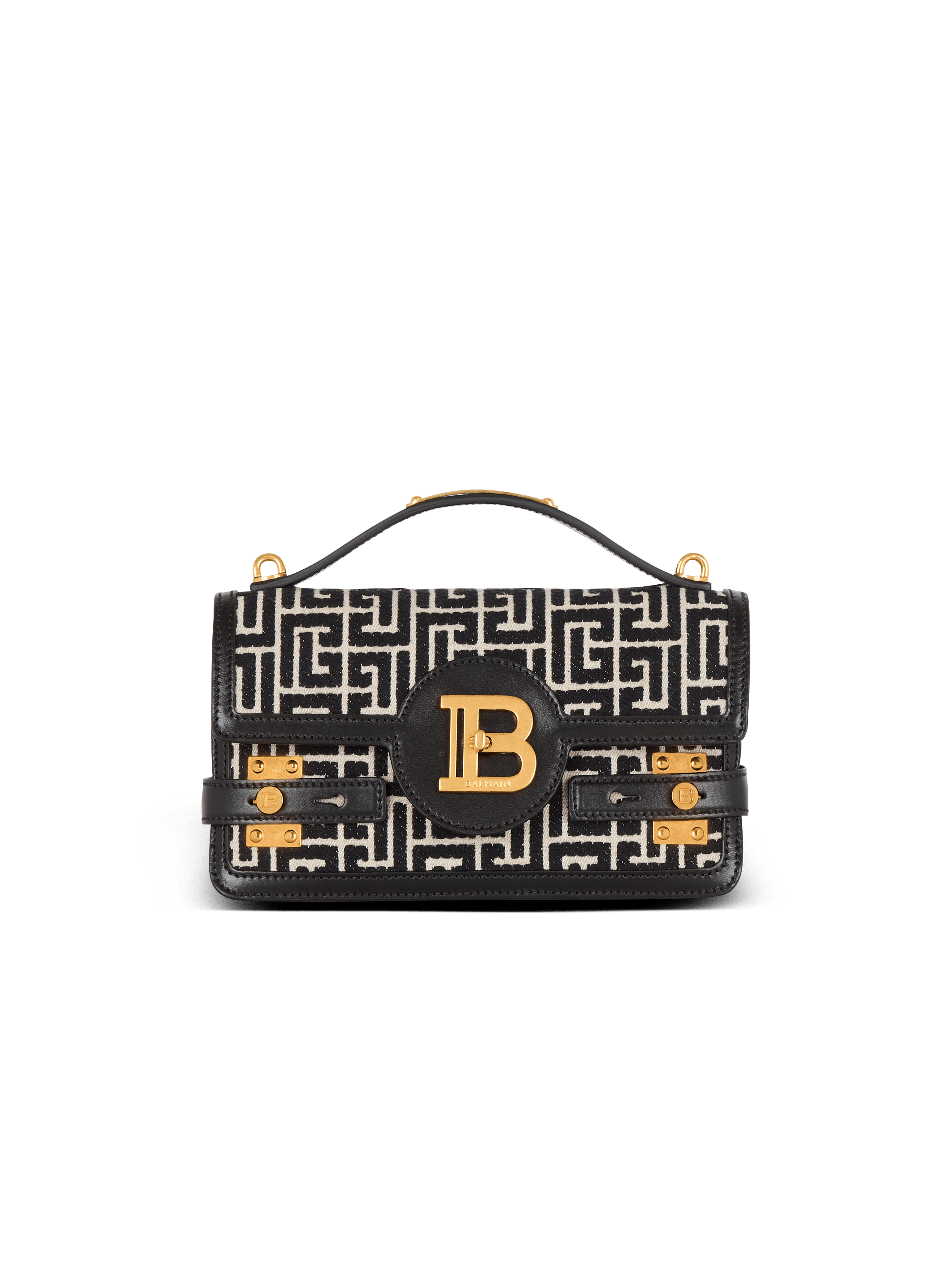 Sac B-Buzz Shoulder 24 en toile jacquard à monogramme PB et cuir de veau