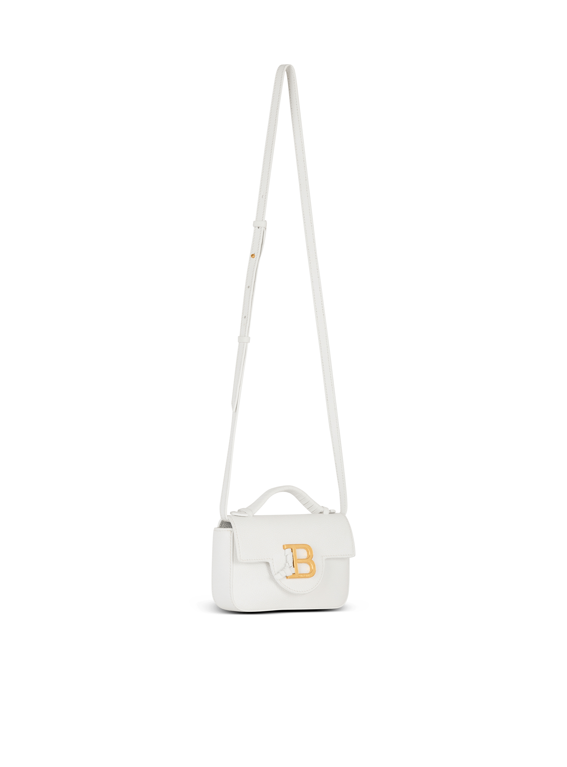 Grained calfskin B-Buzz 17 Mini bag white - Women | BALMAIN Grained calfskin B-Buzz 17 Mini bag white - Women | BALMAIN