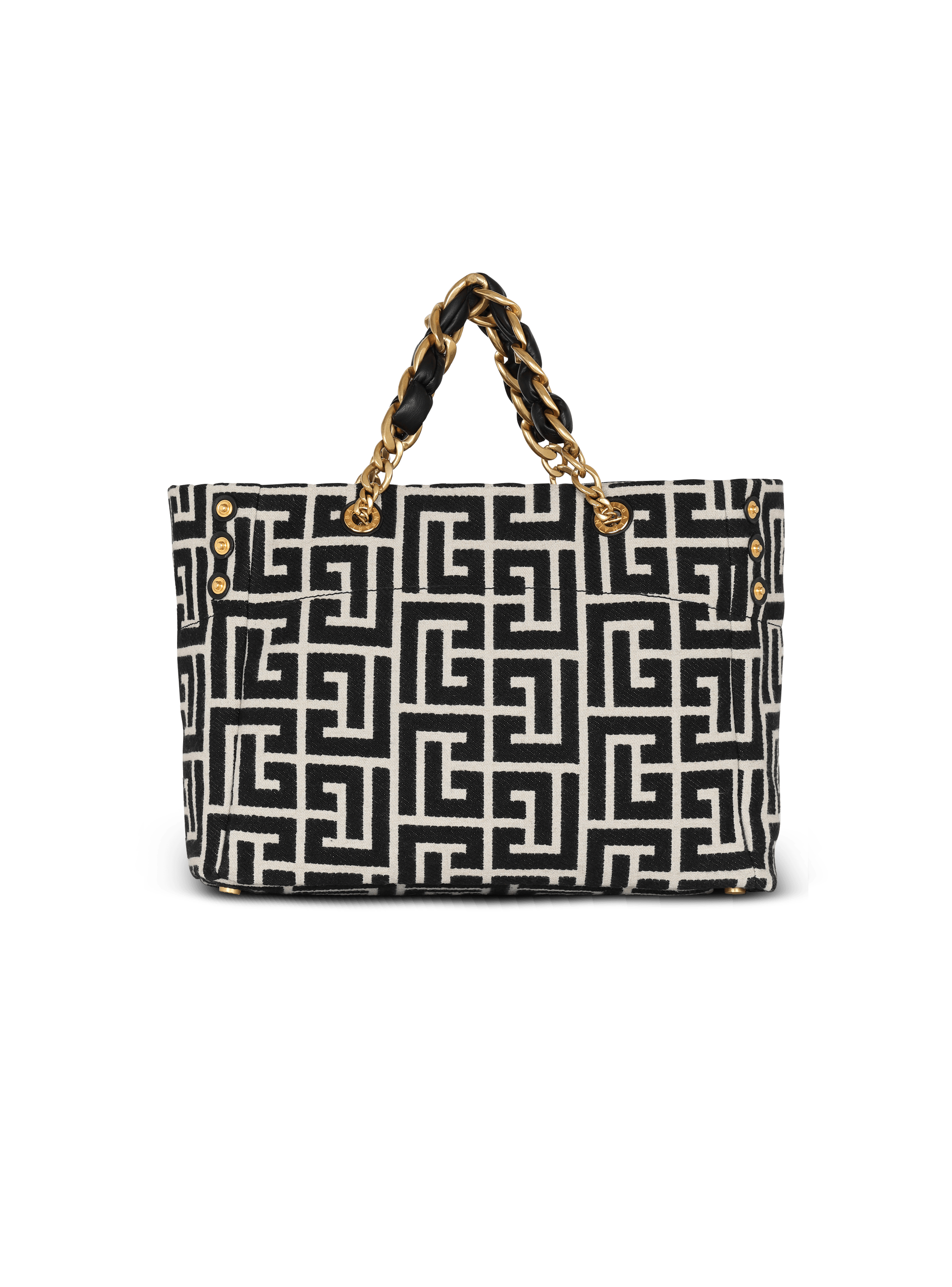 【BALMAIN】1945 ジャカード トートバッグ レザートリム 1945 Soft monogrammed jacquard tote bag - Women | BALMAIN