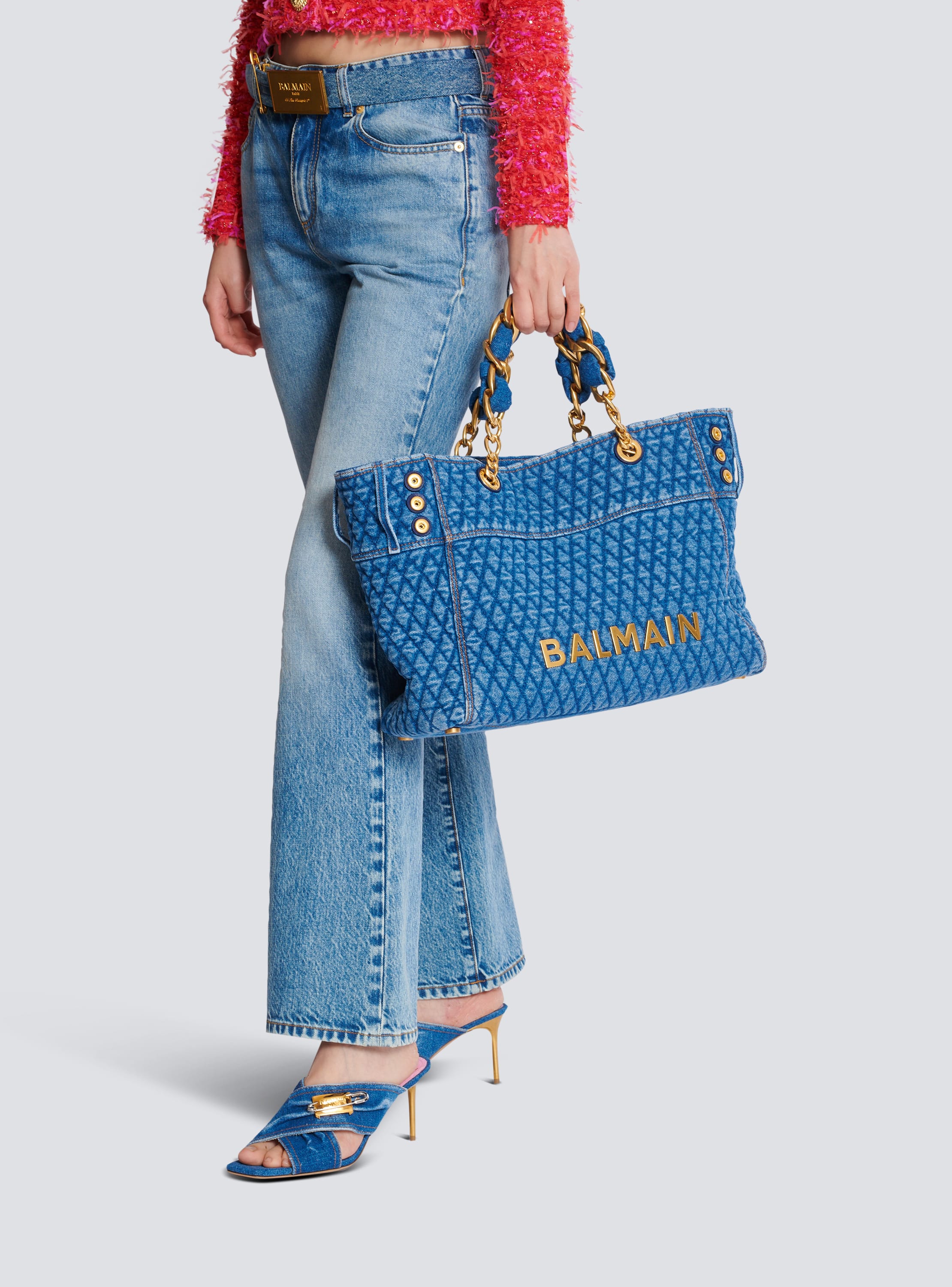 1945 Soft tote bag in diamond quilted denim